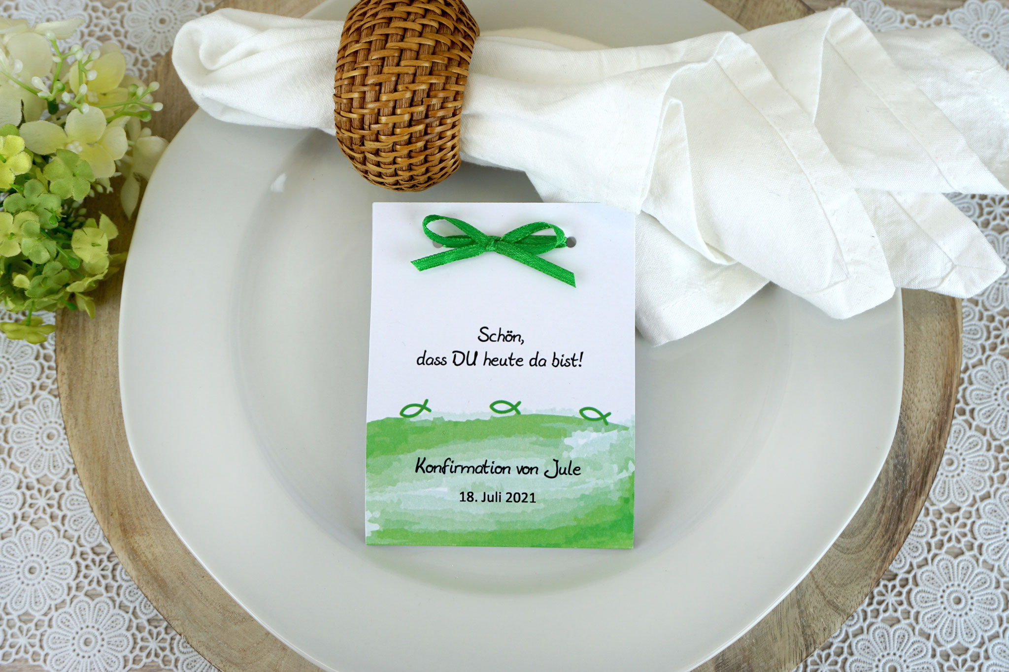Fruchtgummikarte Design Aquarellband/Fische Grün
