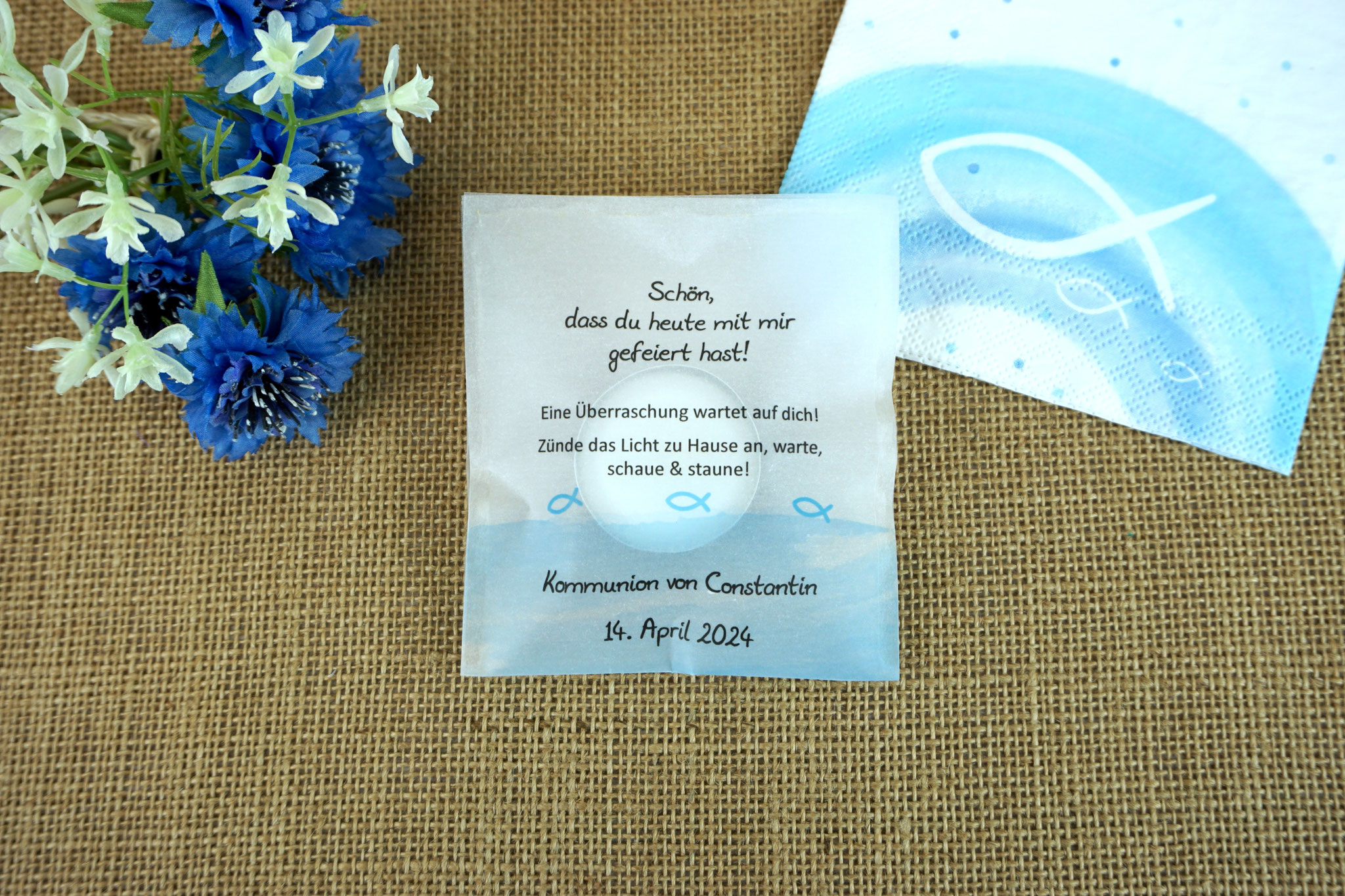 Lichtbotschaft Design: Aquarellband/Fische Hellblau