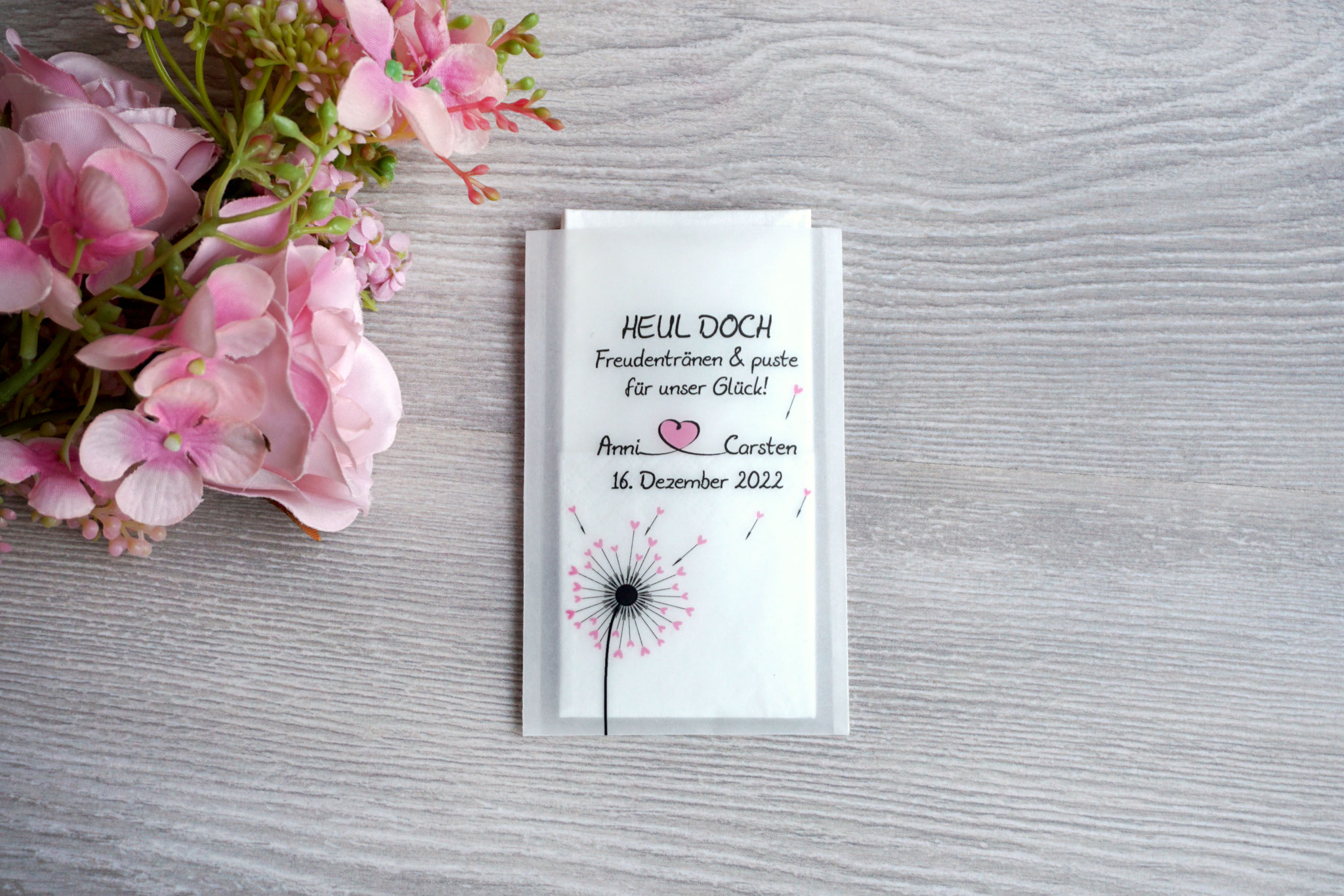 Design Pusteblume Rosa, ohne Herzrand