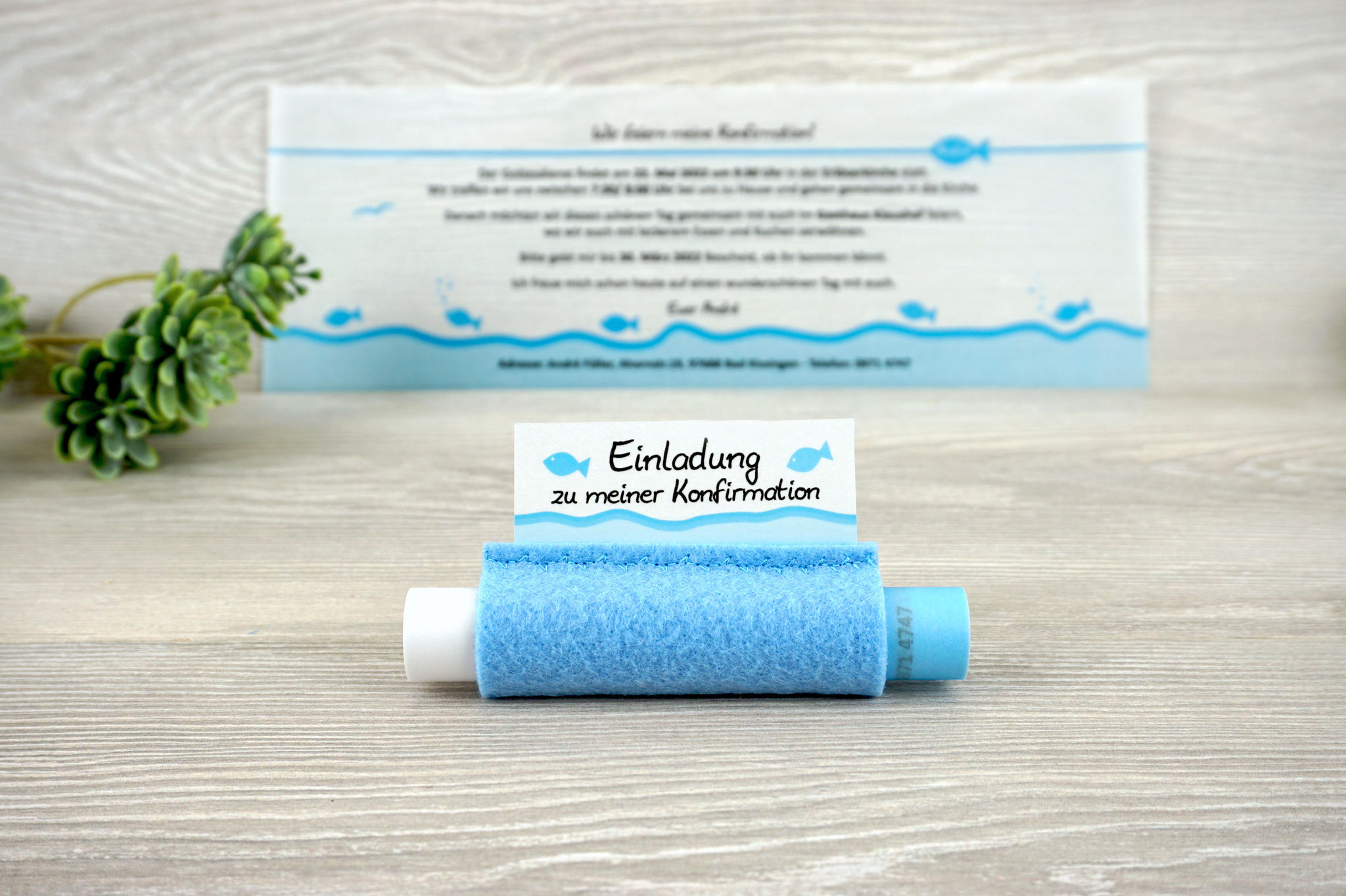 Design Fisch, Filz Babyblau - ohne Schleife