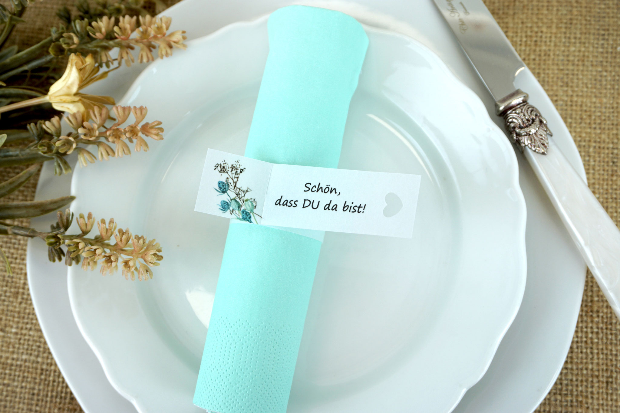 Serviettenring Design Boho, Randabschluss Herz
