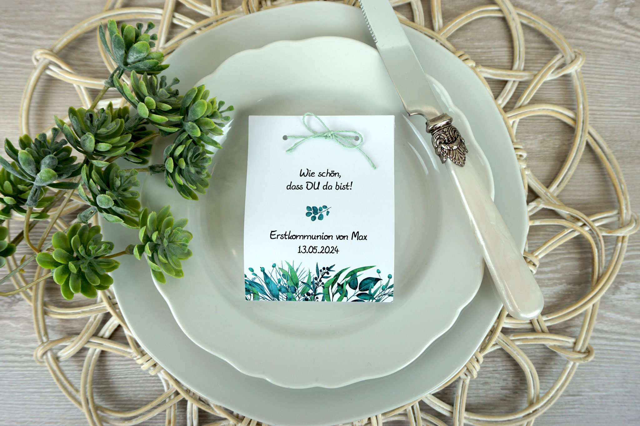 Fruchtgummi Design Eukalyptus-Liebe - Leinenzwirn Mint 