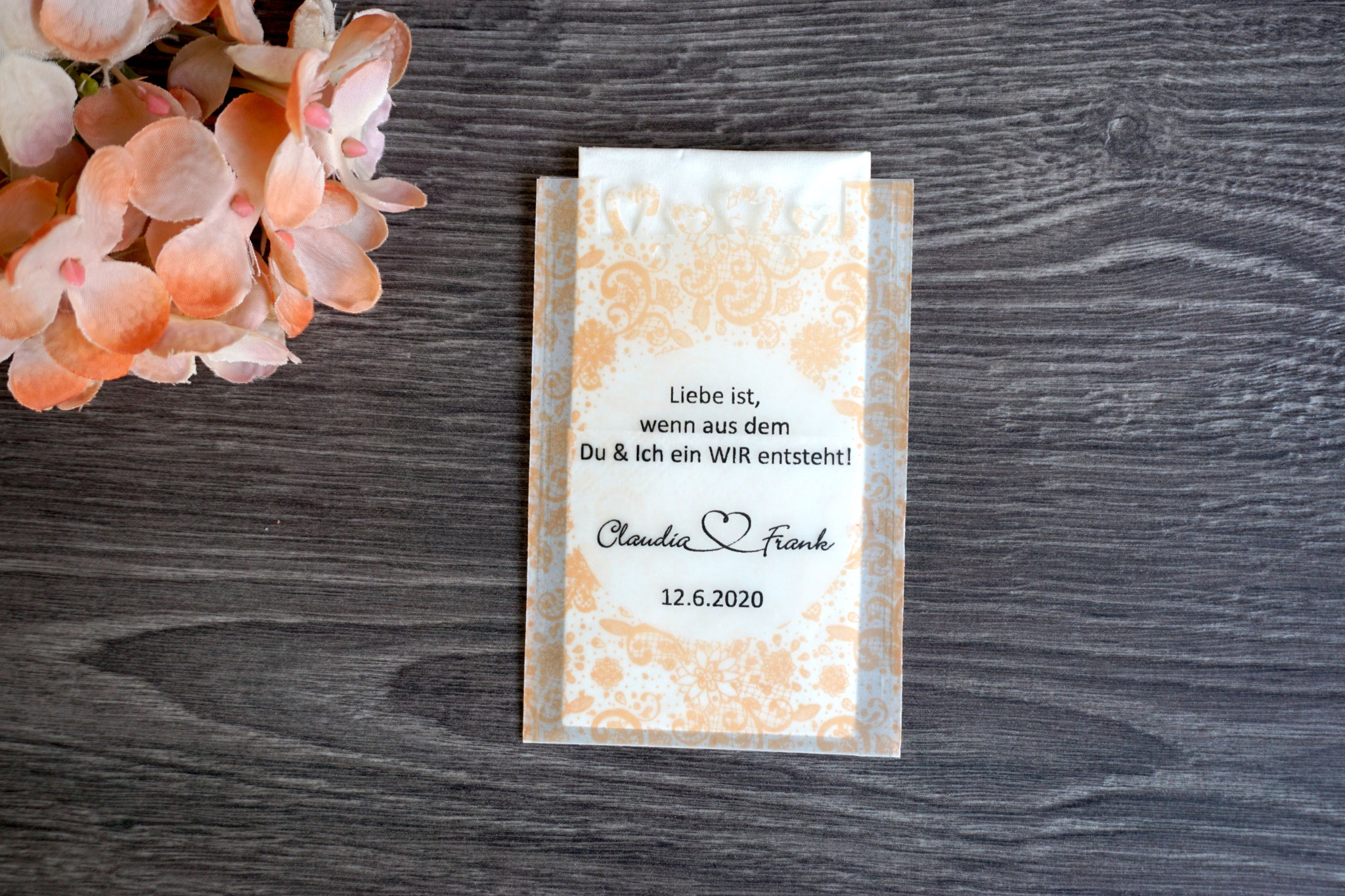 Design Spitze Vintage, Farbe Apricot, mit Herzrand