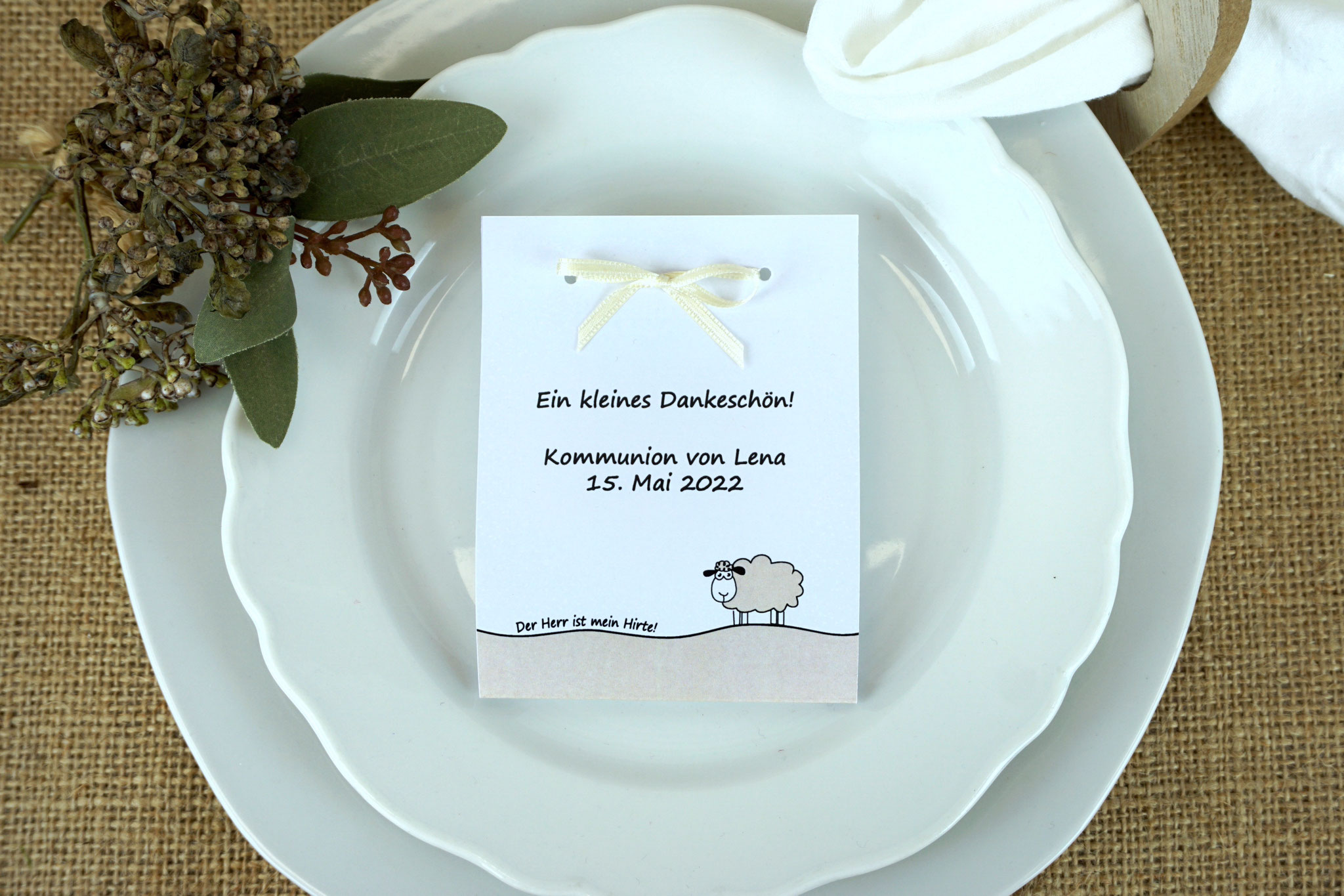 Fruchtgummikarte Design Schaf Beige