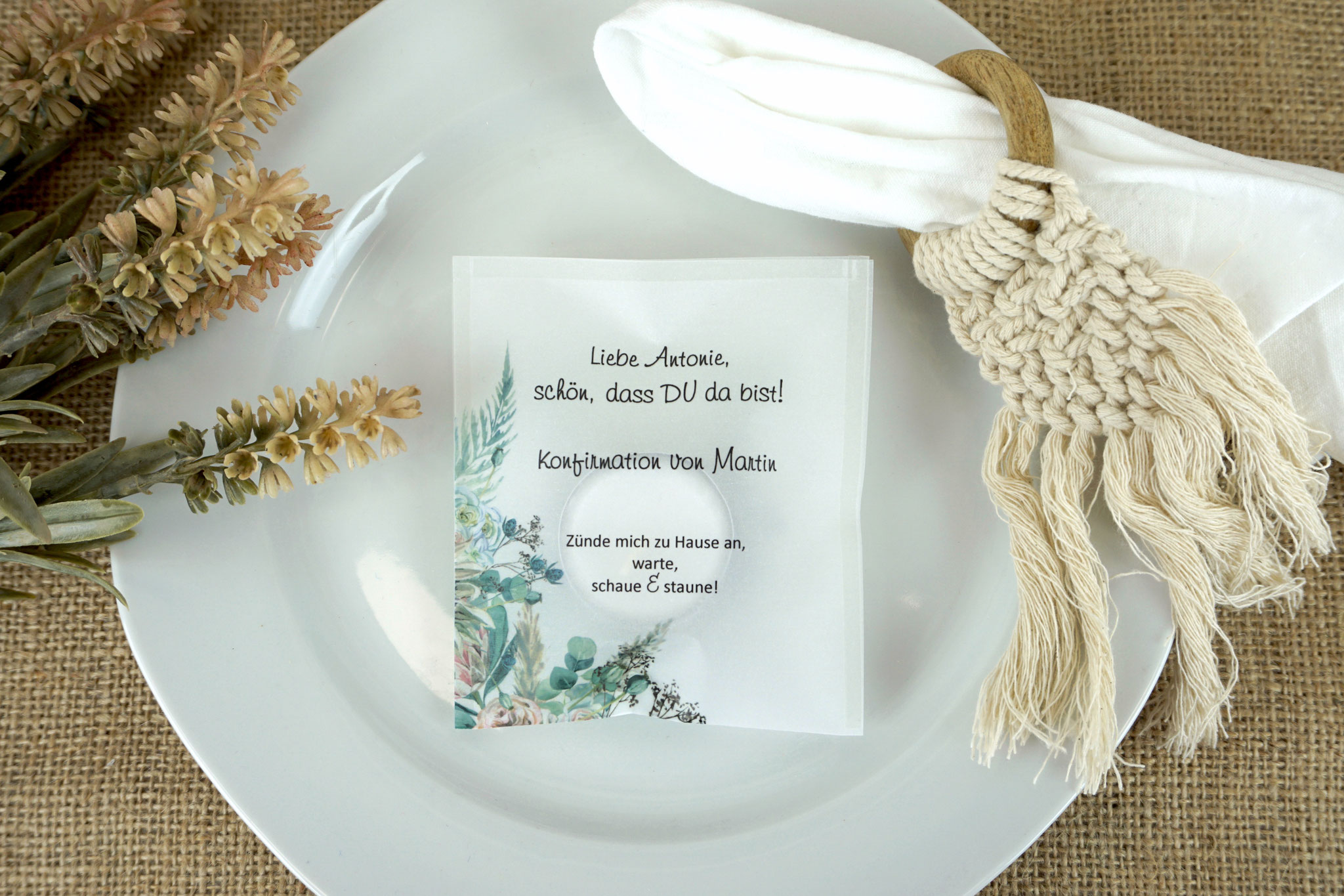 Licht-Botschaft  Design: Boho - als Platzkarte