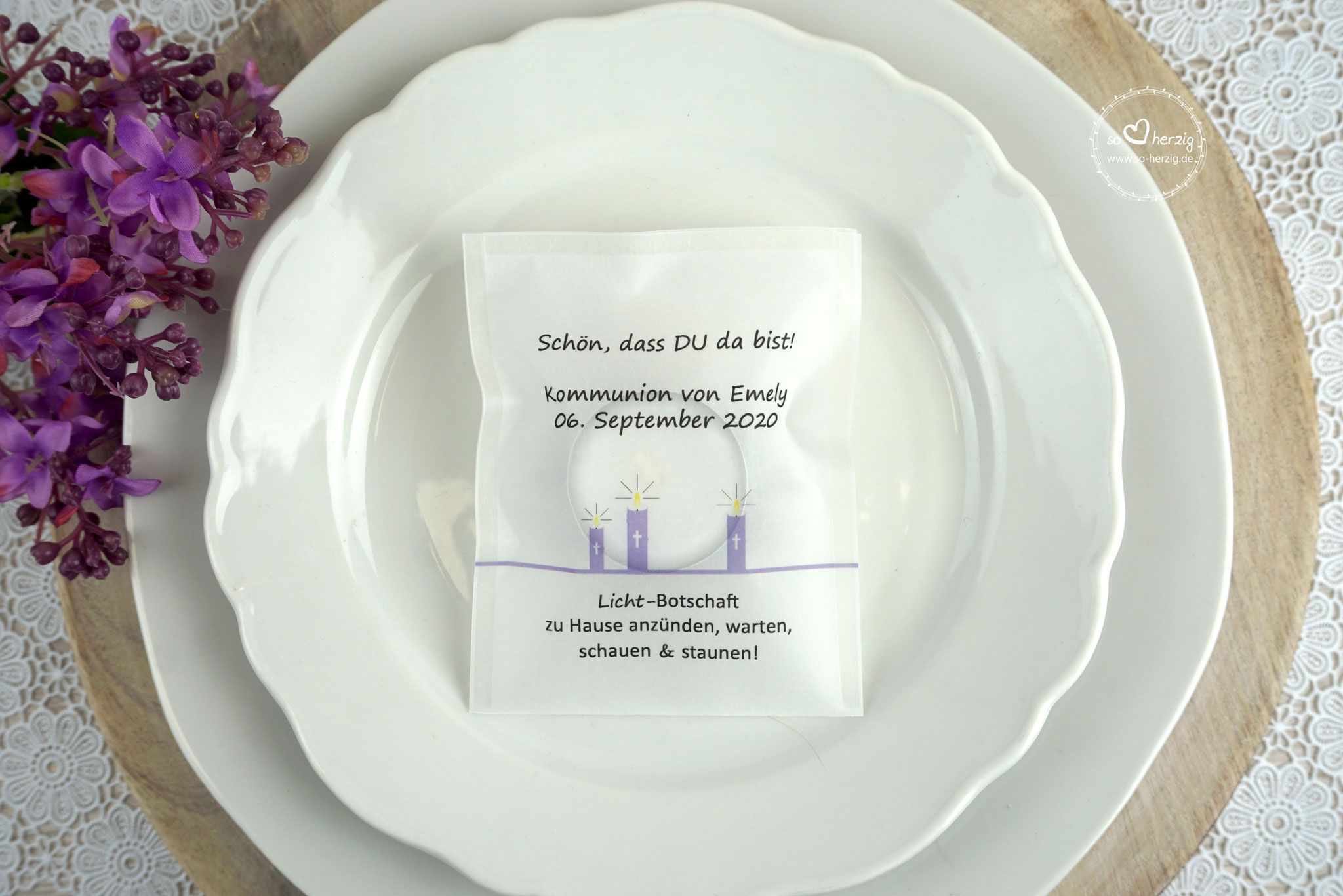 Licht-Botschaft Design: Kerzen Flieder