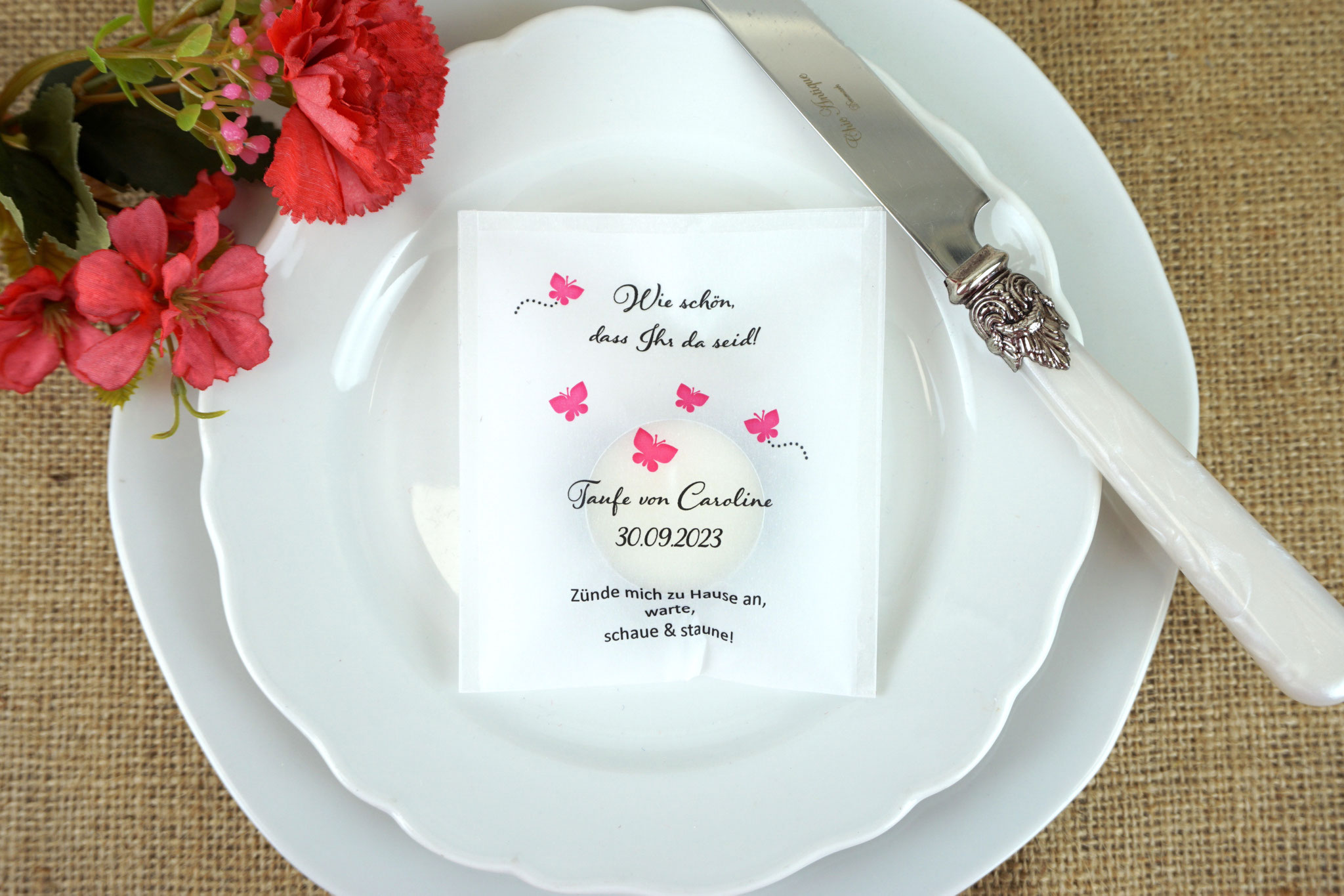 Lichtbotschaft Design "Schmetterlinge" Pink