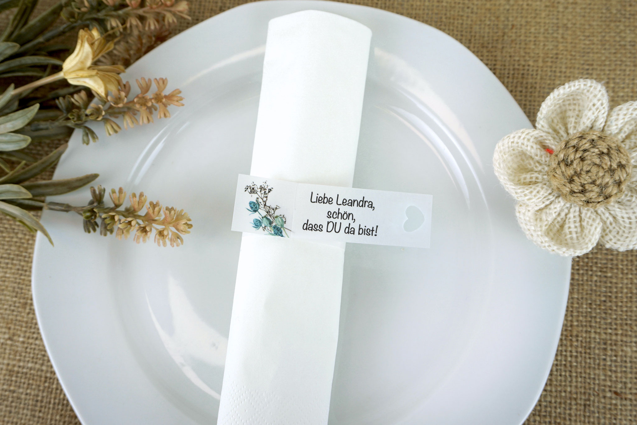 Serviettenring Design Boho, Randabschluss Fisch - als Platzkarte