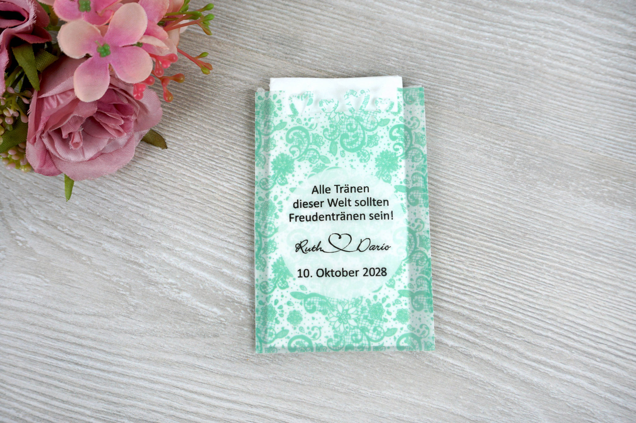 Design Spitze Vintage, Farbe Mint, mit Herzrand