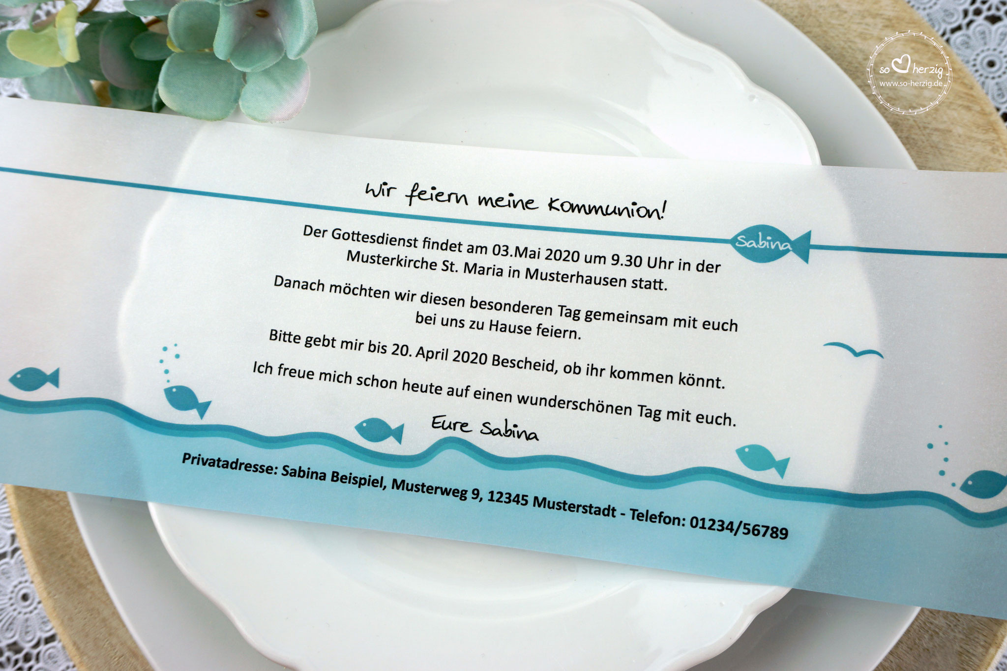 Design Fisch Türkis - ohne Bild - Textbeispiel