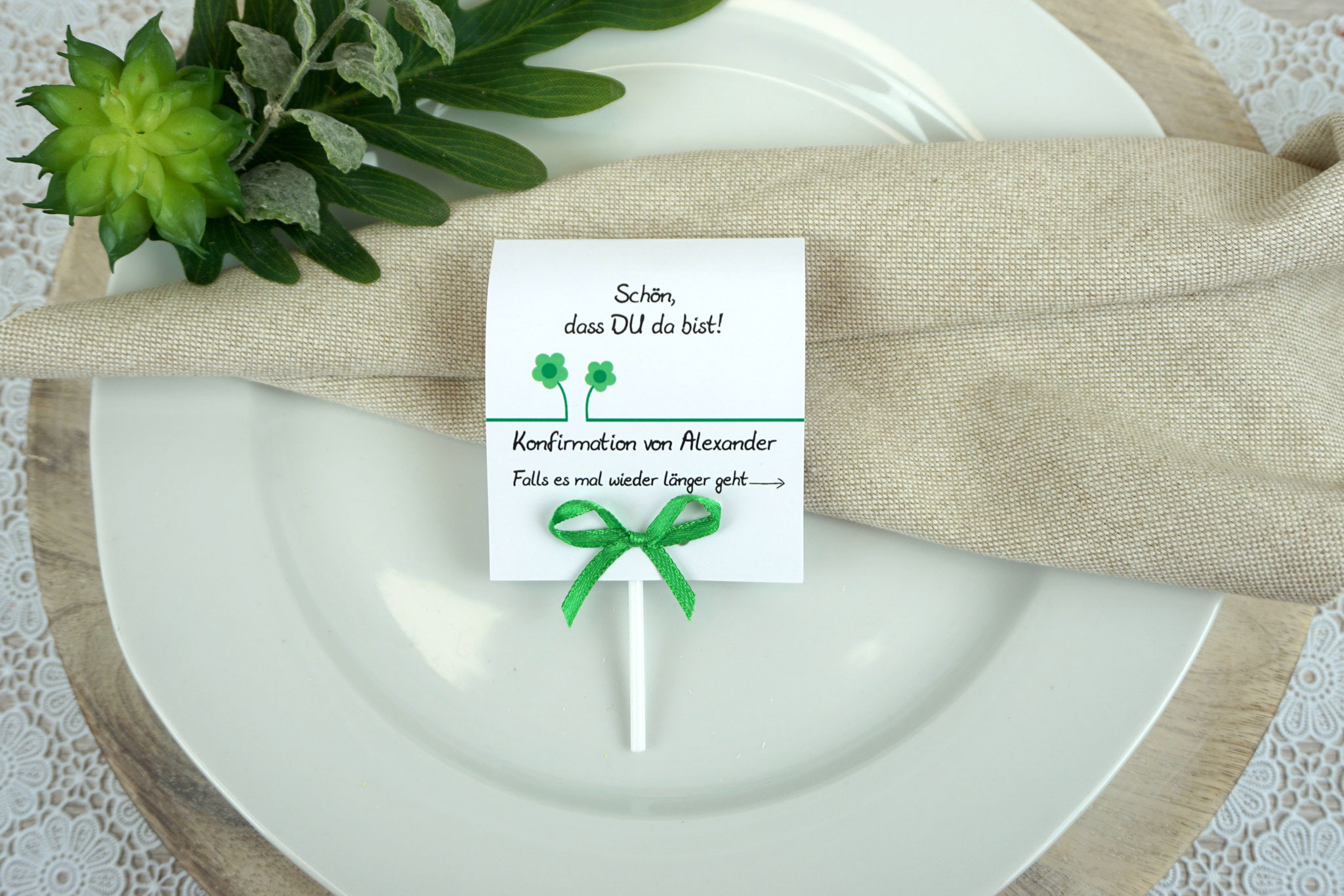 Lutscherkarte Design Blümchen Farbe Grün