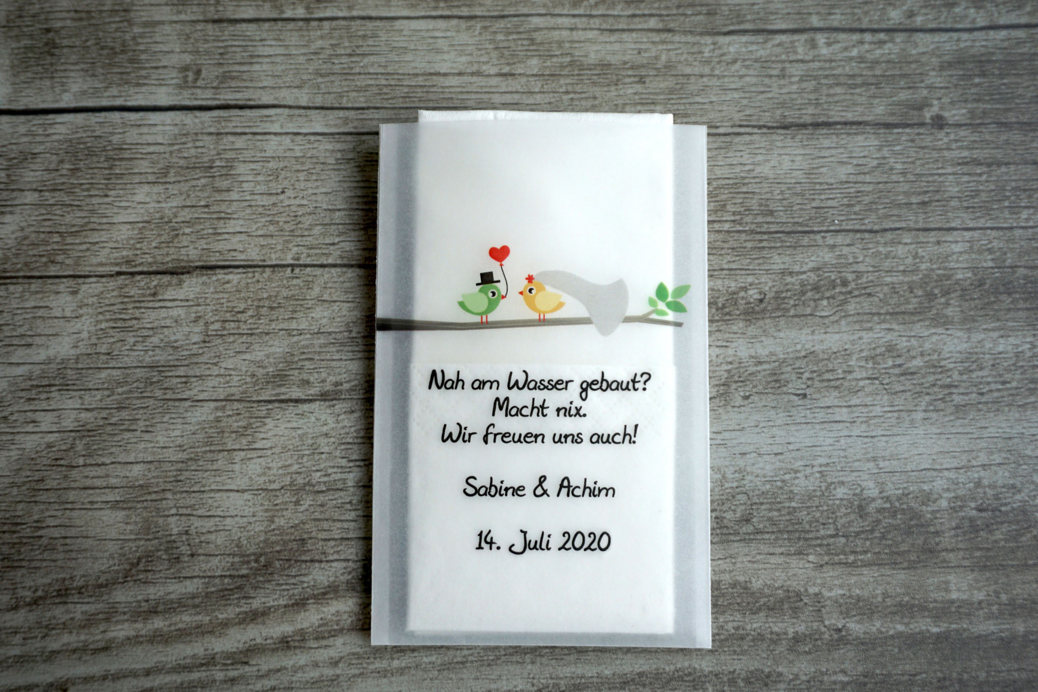 Design Hochzeitsvögel auf Ast, Farbe Gelb/Grün