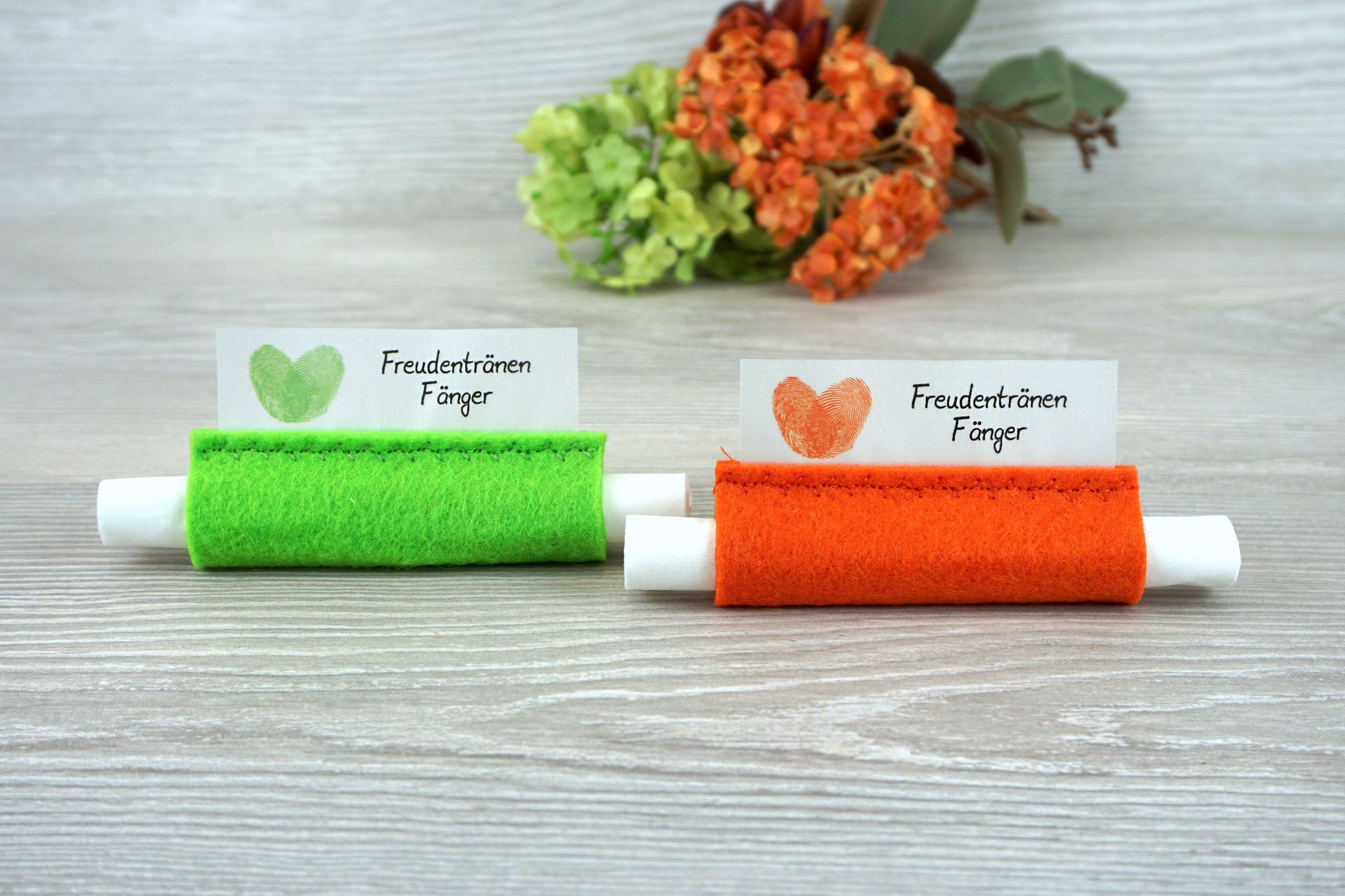 Design Fingerprint, Filz Apfelgrün & Orange