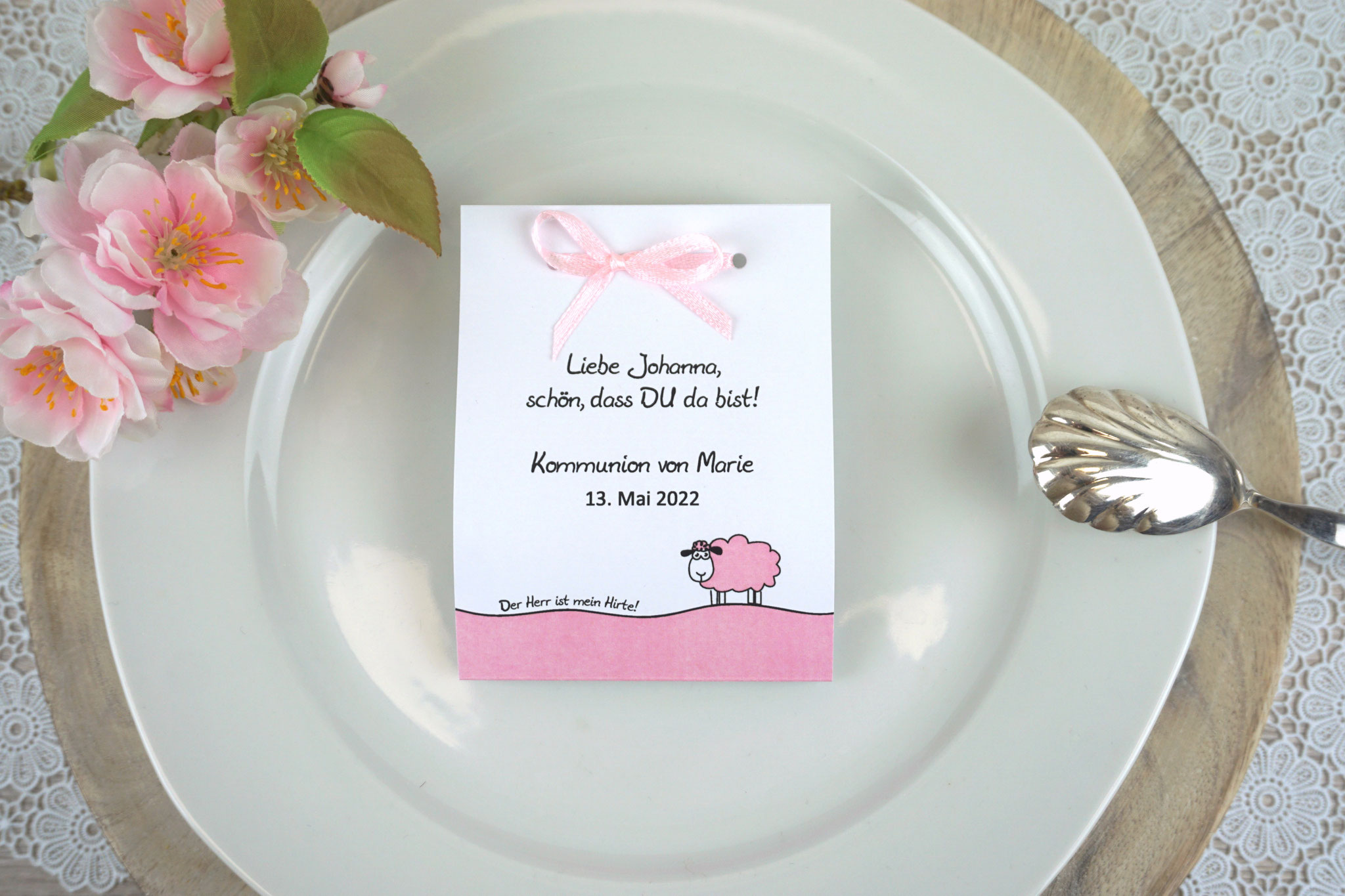 Fruchtgummikarte Design Schaf Rosa