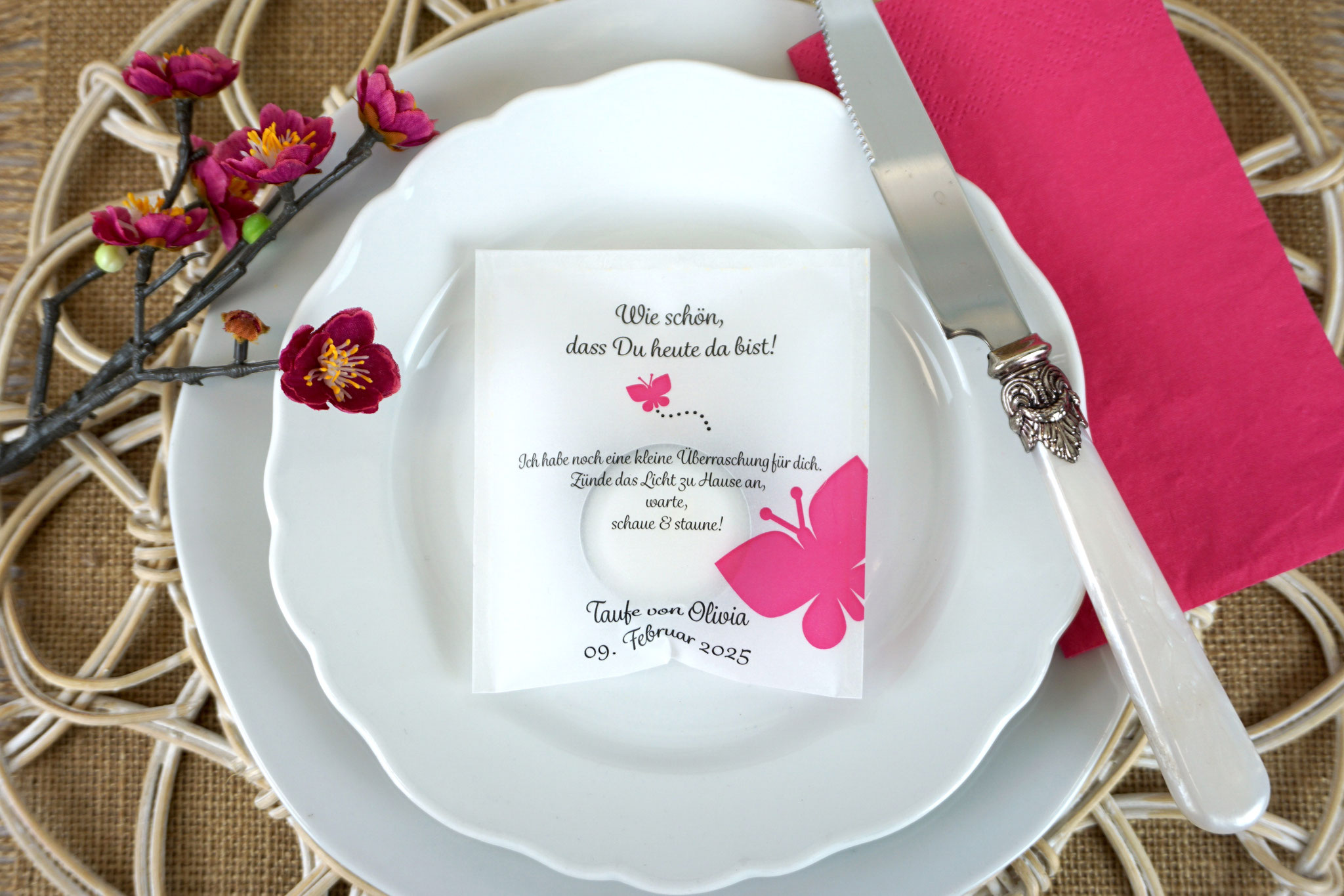 Lichtbotschaft Design "Schmetterling groß" Pink