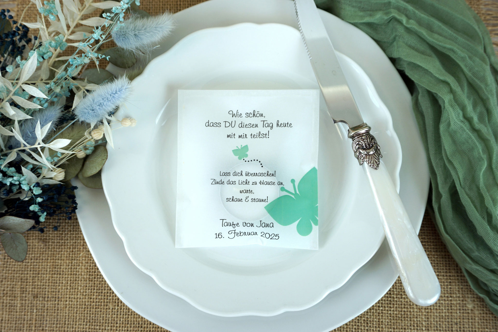 Lichtbotschaft Design "Schmetterling groß" Mint