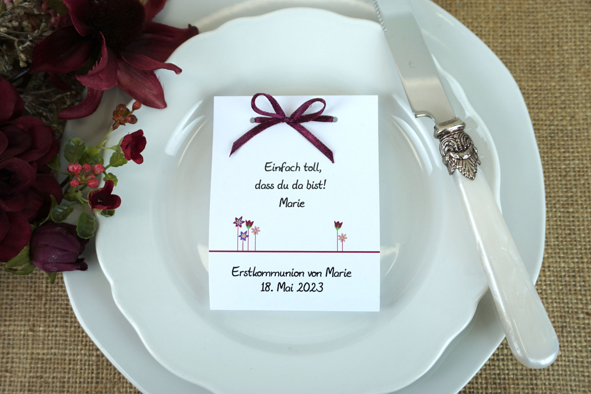 Fruchtgummikarte Design Blumenwiese Beere