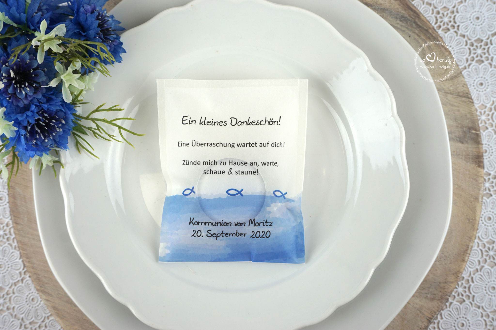Licht-Botschaft  Design: Aquarellband/Fische Royalblau