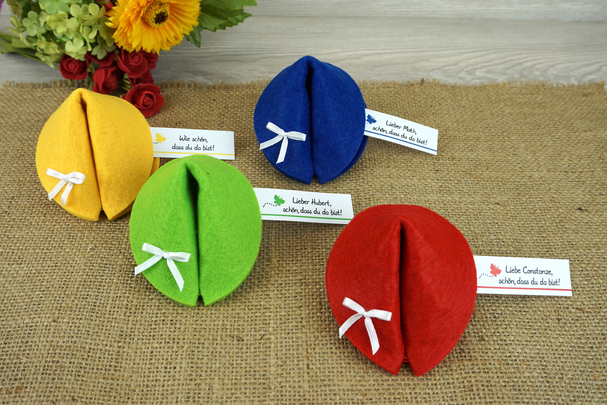 Filzkekse groß, Fähnchen Design "Schmetterling"