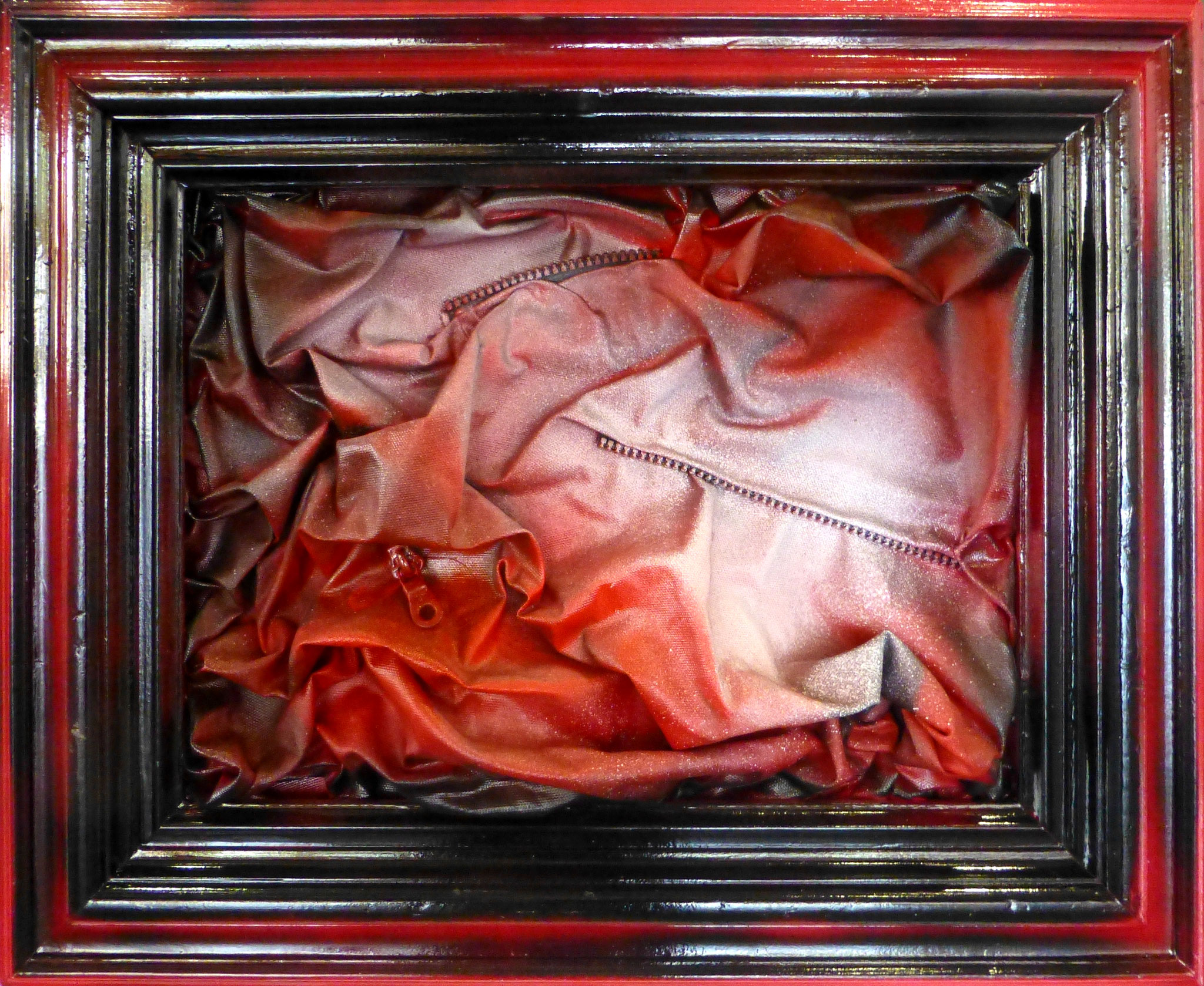 "Questioni d‘amore", cm 56,5 x 46,5/Technique mixte sur toile avec fermeture éclair /Année 2016 /Publié www.ritzow. com /Exposé Galleria ArteCapital Brescia, Showroom Ritzow Milano, Galerie Kunst und Medizin Berlin, Au verso Signature, Année, Timbre