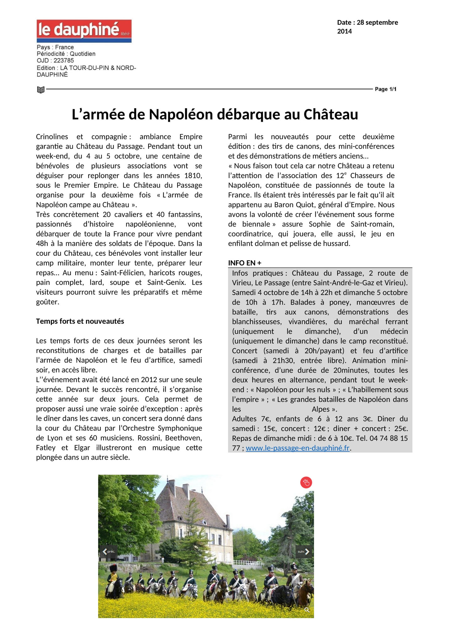L'armée de Napoléon débarque au Château - 28.09.14