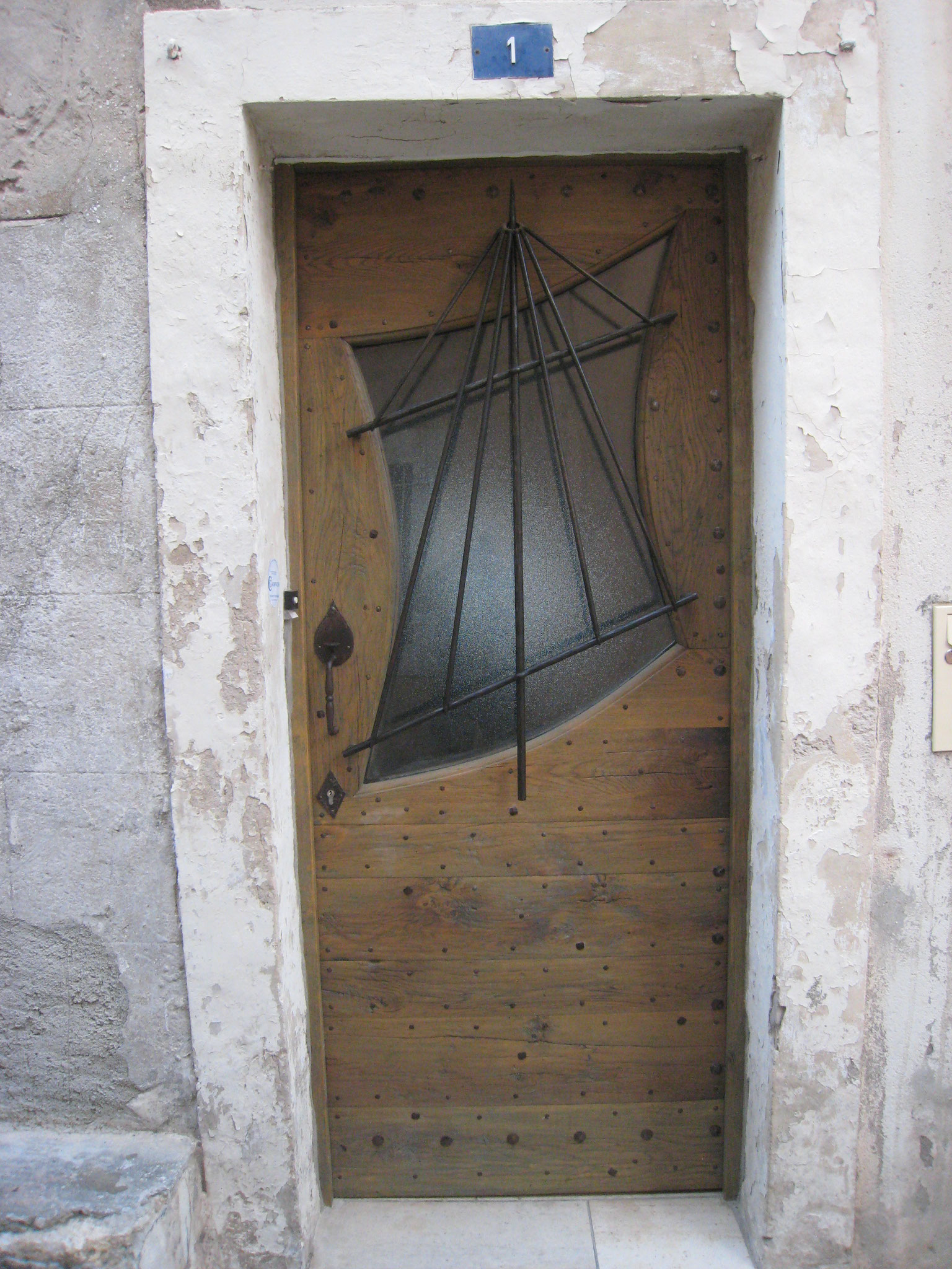 Porte Voile de bateau en vieux chêne