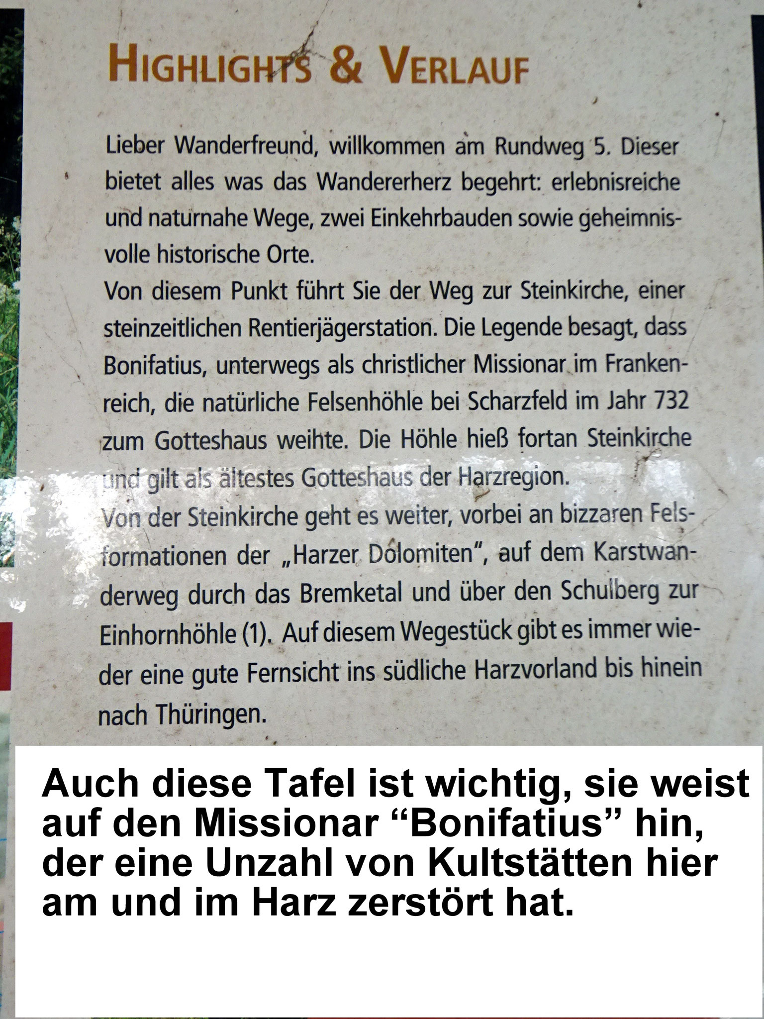 Auszug aus der Informationstafel