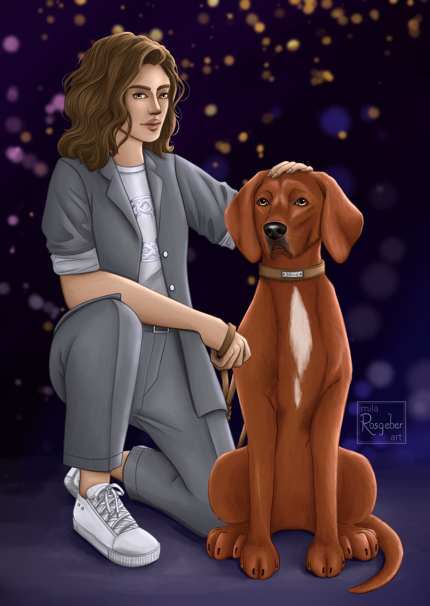 Auftragsarbeit: Lina und ihre Hündin Mary aus "Detective and Magic" von Alina Hesse