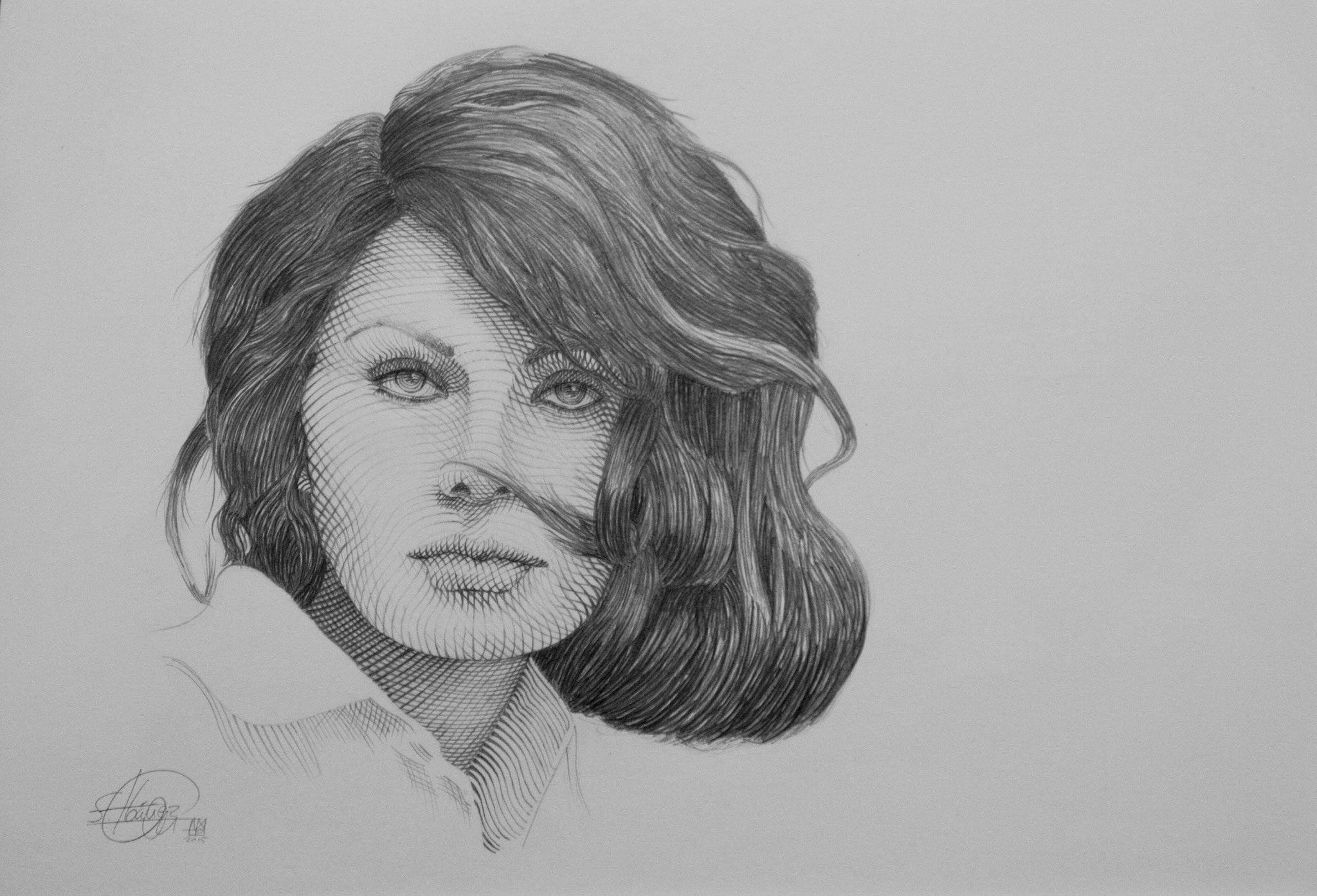 SOPHIA LOREN. Grafito sobre papel.