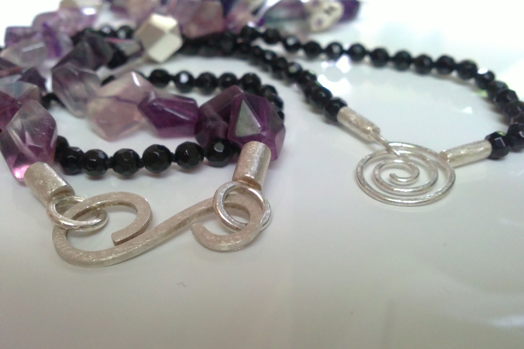 925/- Silber, Fluorit, Onxy