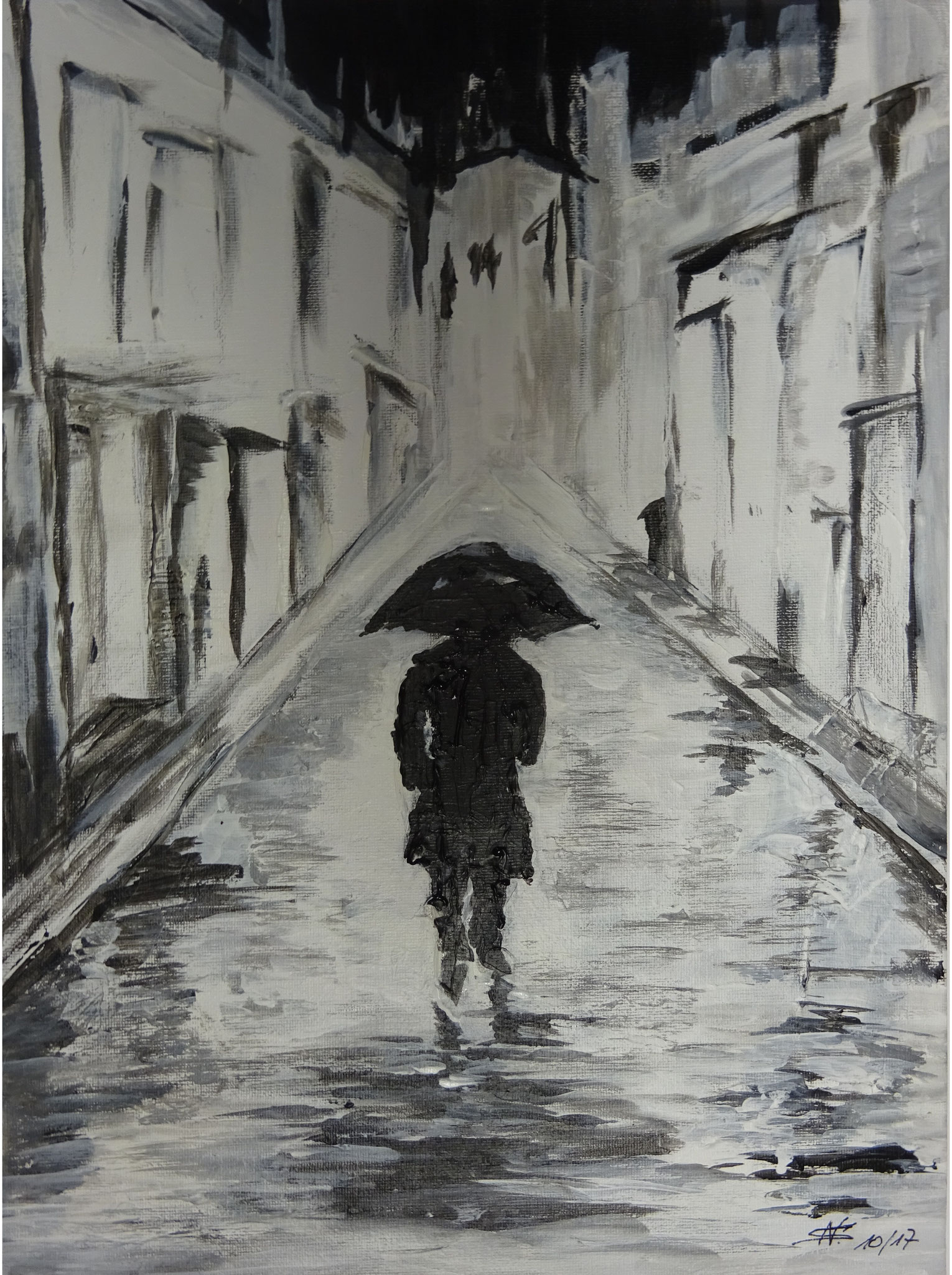 "Nachts allein", 40 x 30 cm, verkauft