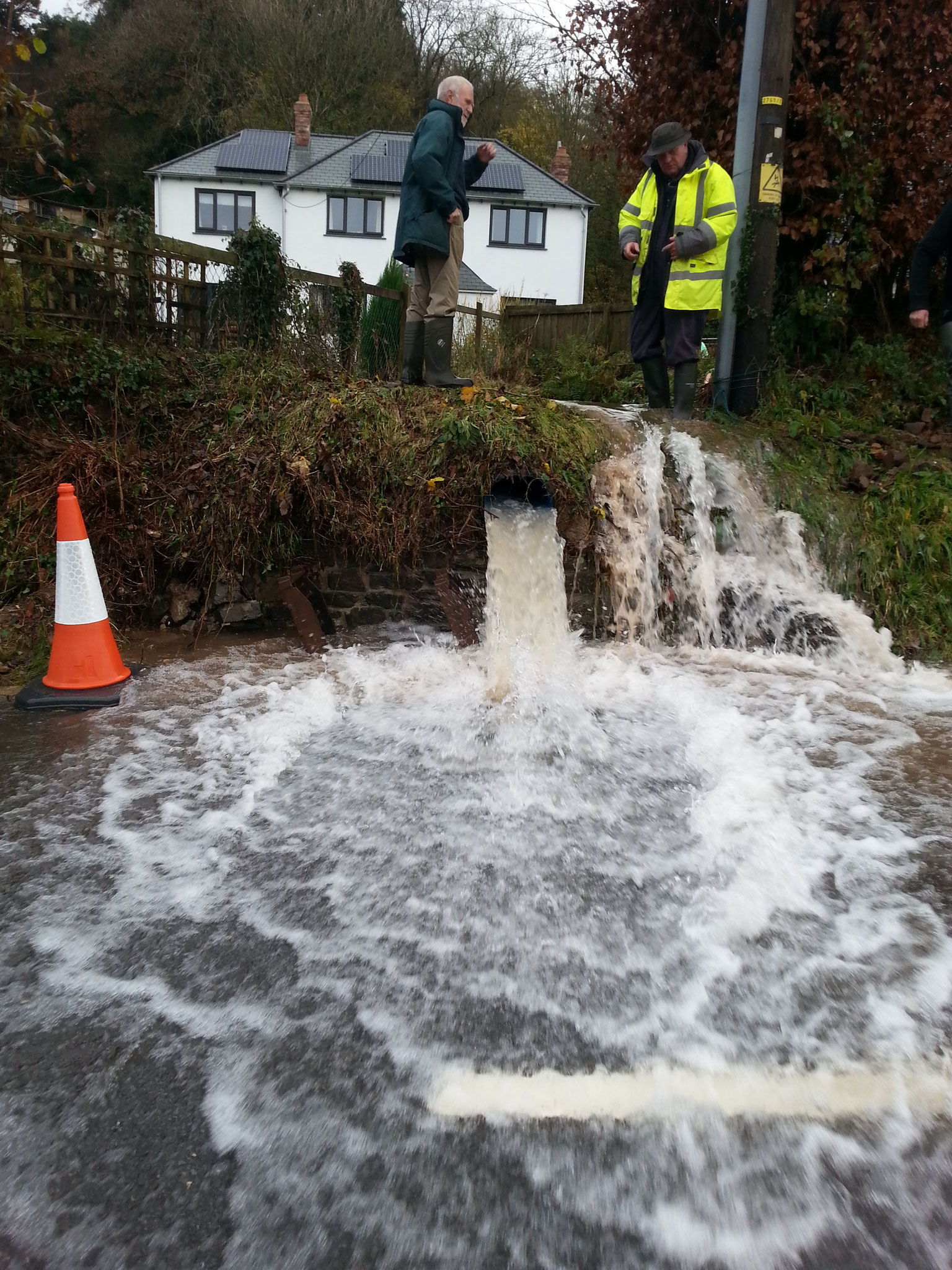 Still flooding the B3230 in Milltown, 3 days later, November 2016