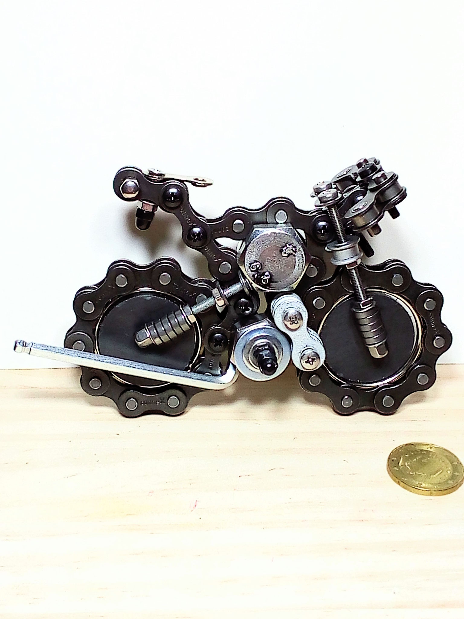 Unique handmade Bicycle chain art work swisstrailbell® meets bicycle