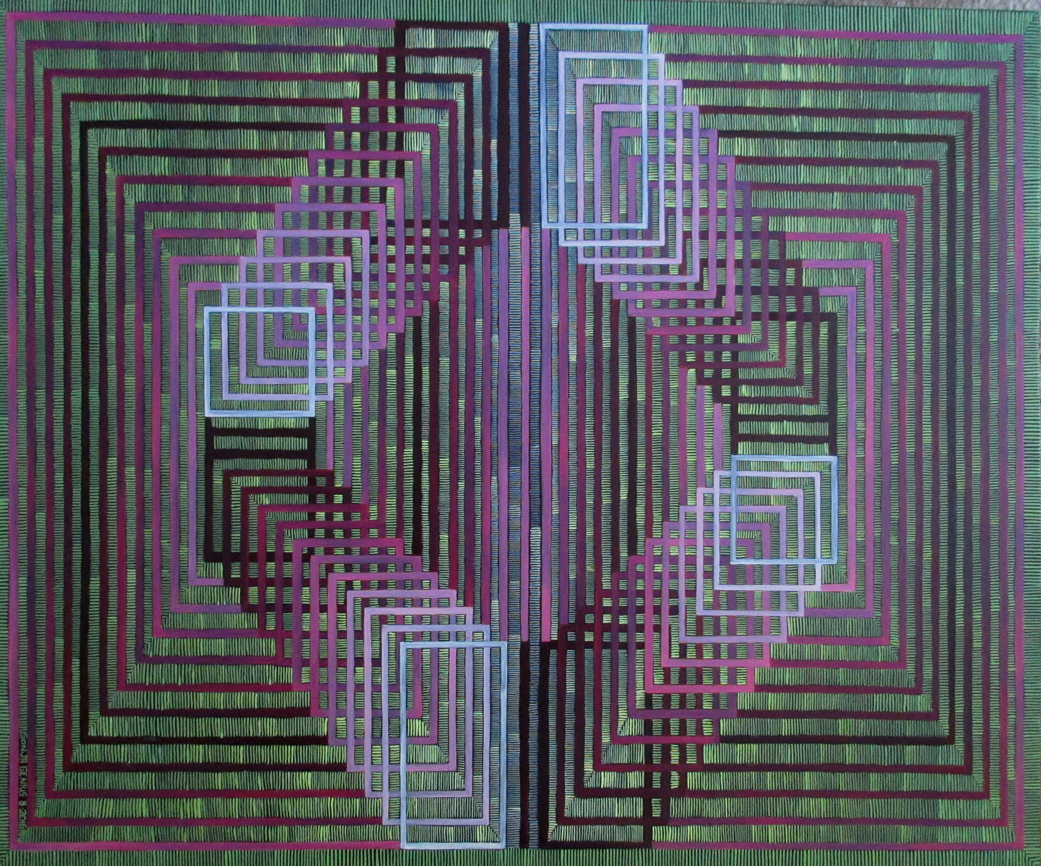 (Vasarely's 'Carmine') oil on canvas 20x24, 8/16