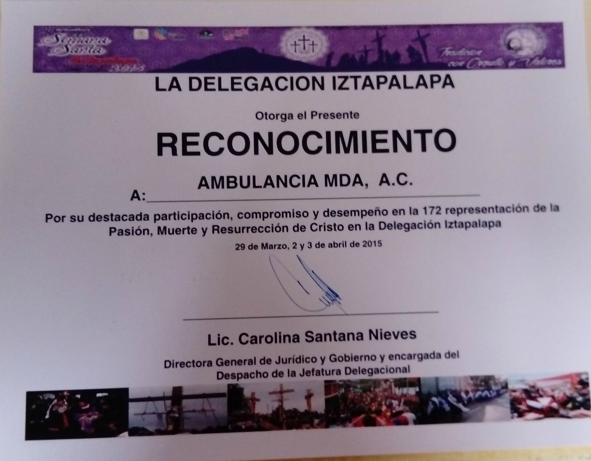 Delegación Iztapalapa, reconocimiento a: Ambulancias MDA 