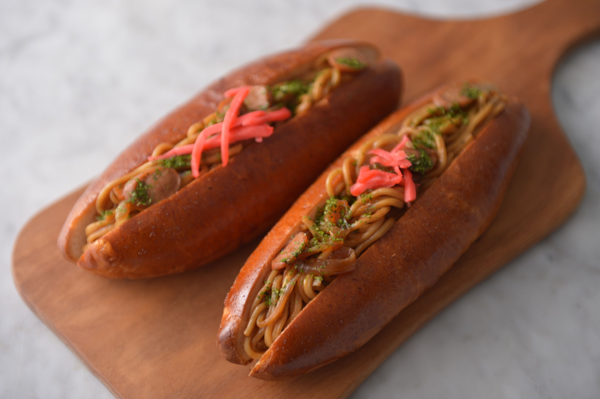 YAKISOBA sandwich (Japanese fried noodle)