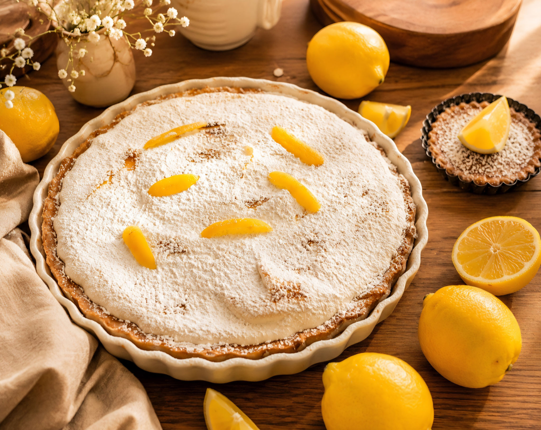 Französische Tarte au Citron mit luftigem Baiser 