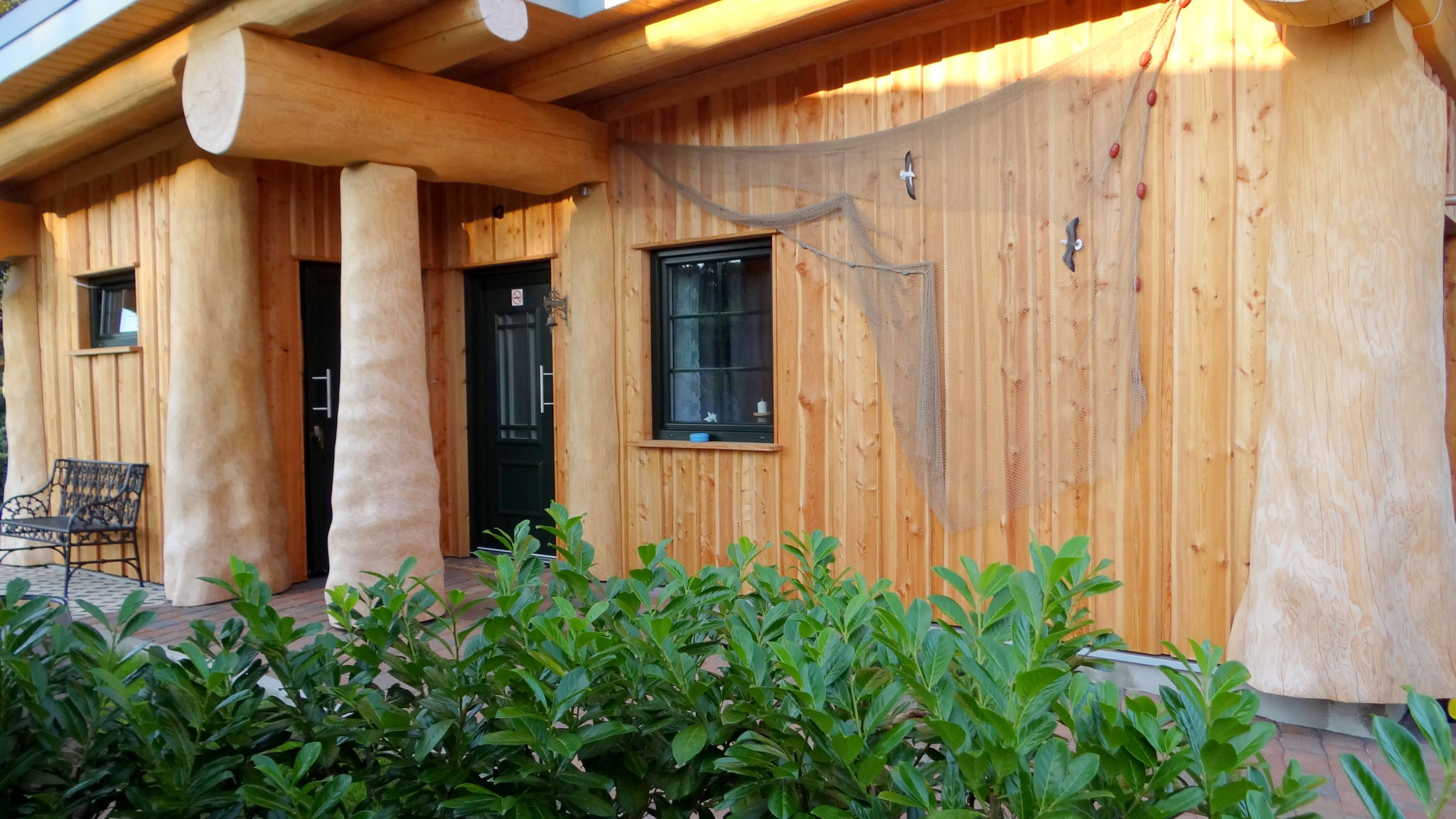 Blockhaus Edersee Sauna Schwimmteich Kaminofen