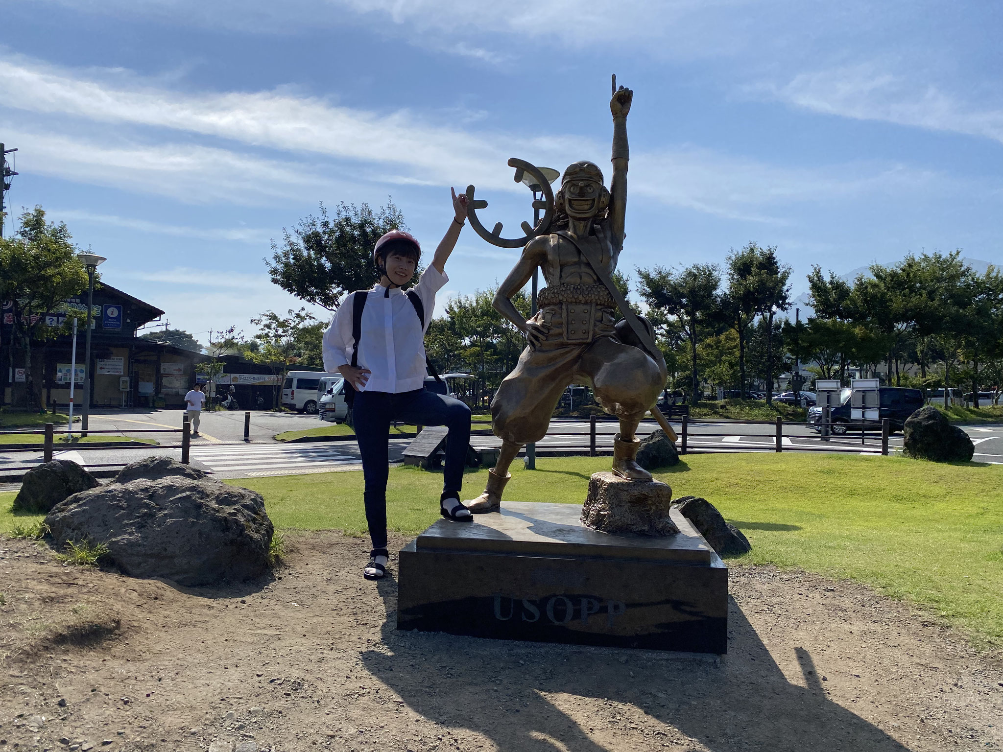阿蘇駅＆ウソップ像