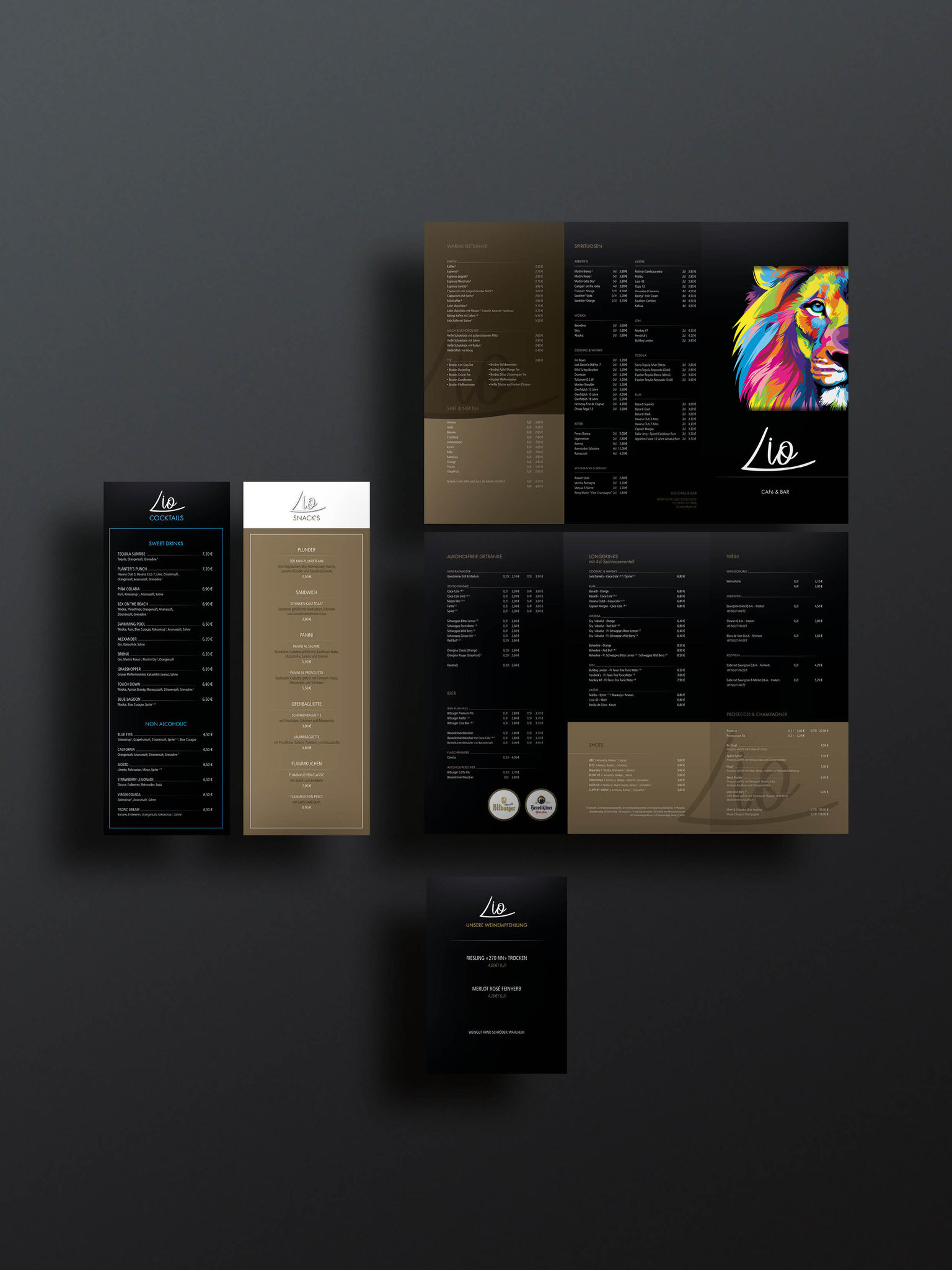 Corporate Design // Cocktailkarte, Speisekarte, Getränkekarte