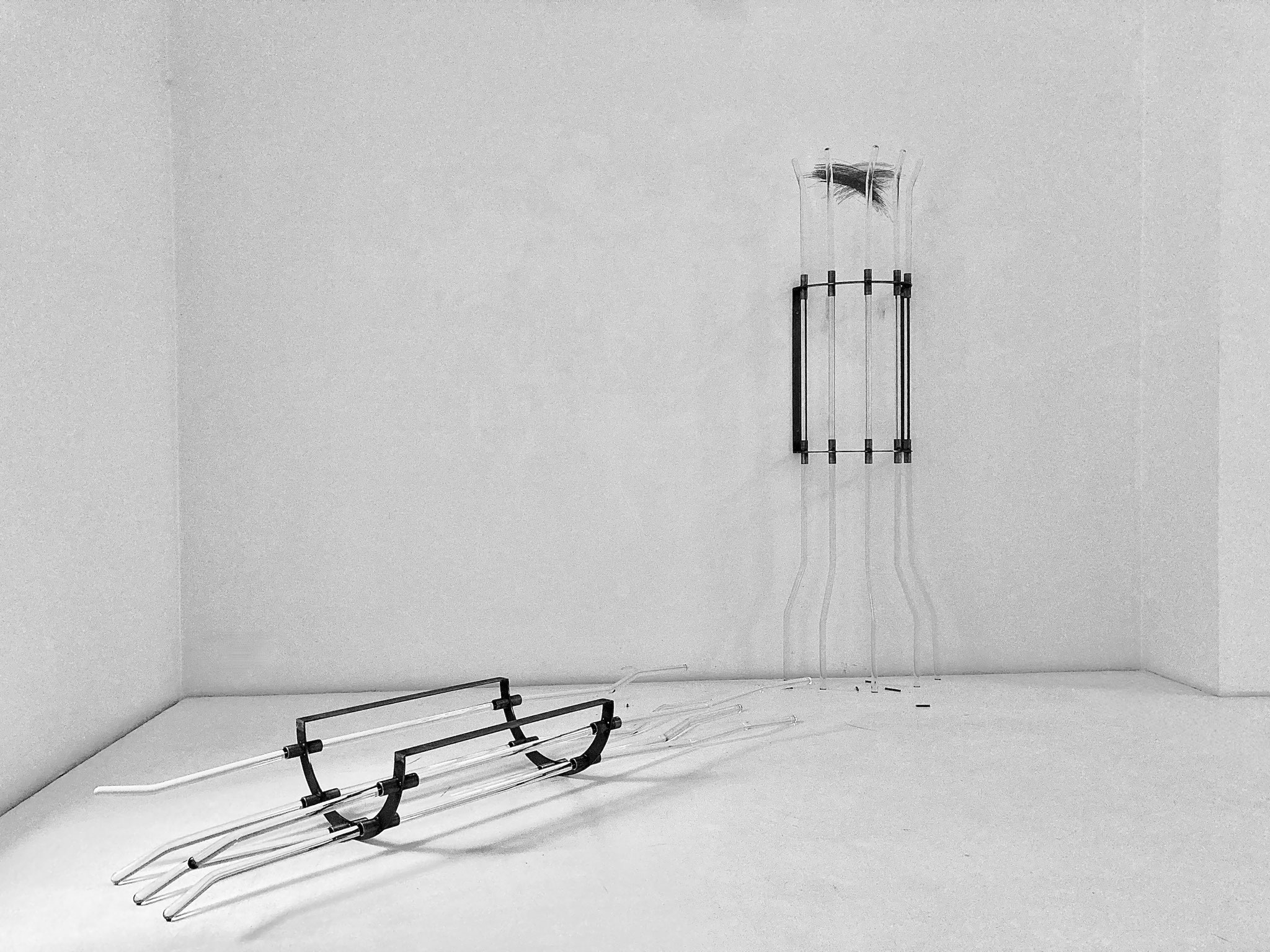 Boryana Petkova, guardian II, installation, glass sculpture (performance object), graphite, pencil