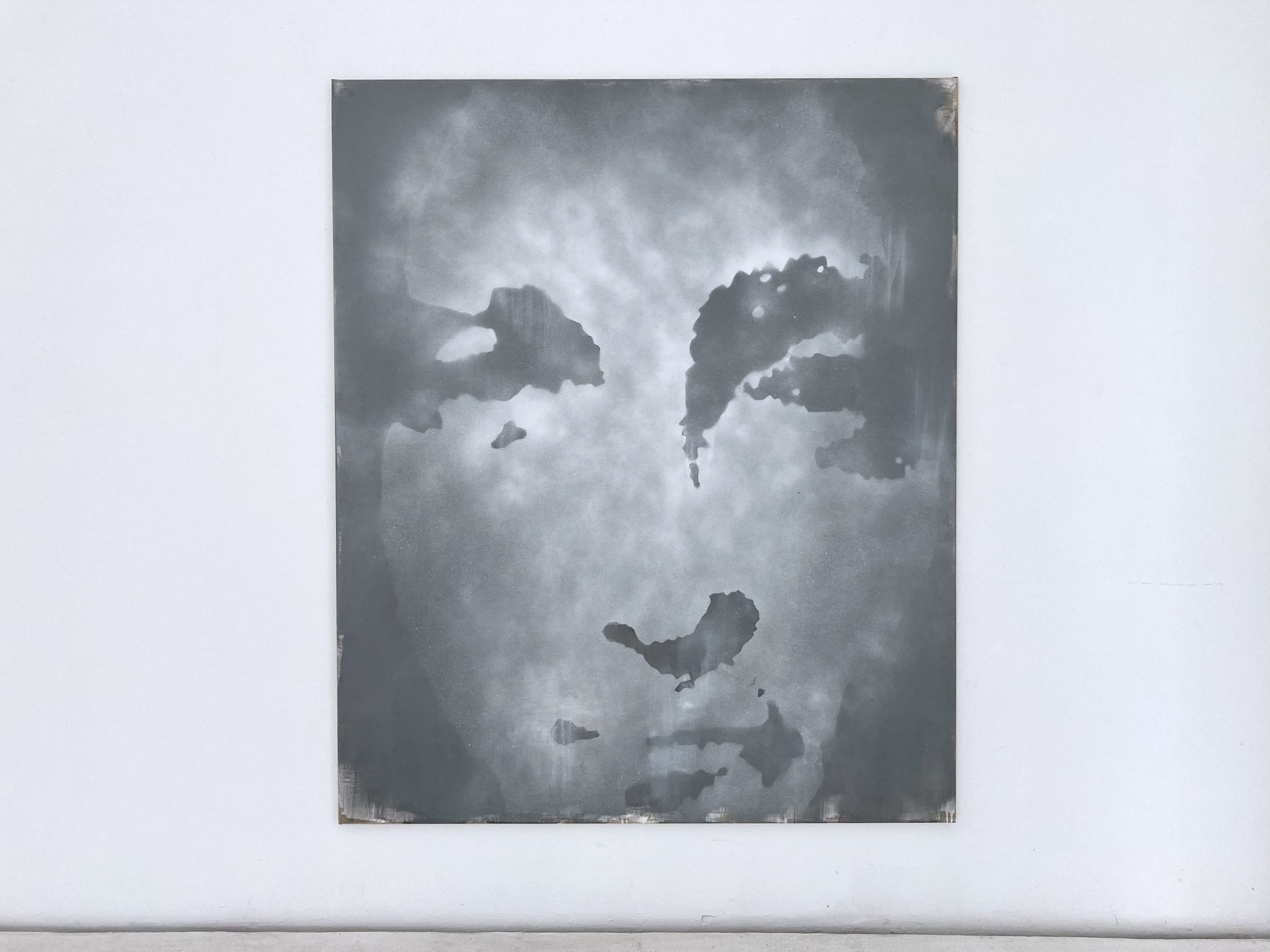 SZENEN ZU LEONARDOS SALVATOR MUNDI 2022/25, triptych II, each 180 × 150 cm, oil, acrylic, spray on canvas