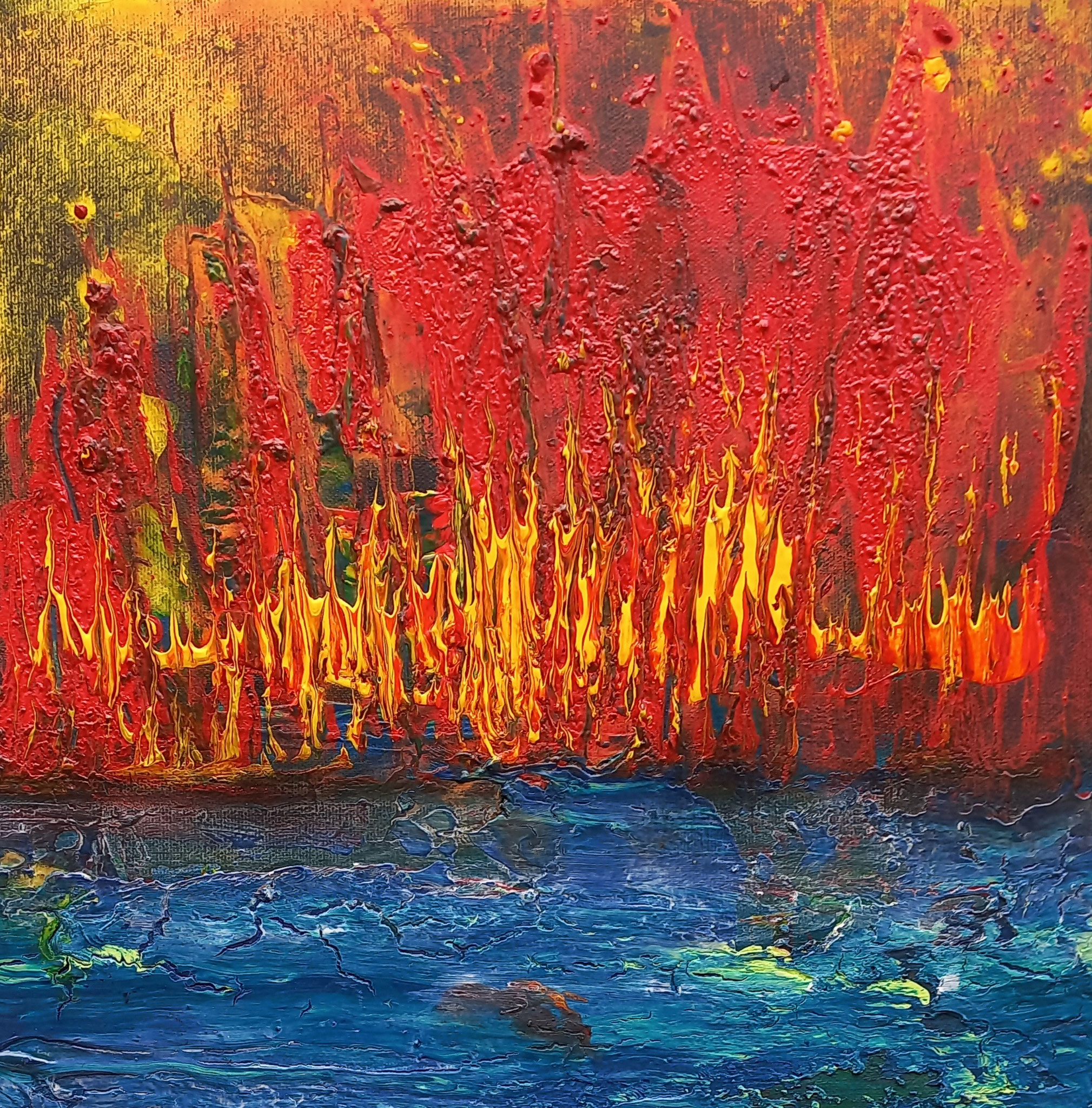 "Am Wasser III" Acryl auf Leinwand 40x40x4cm