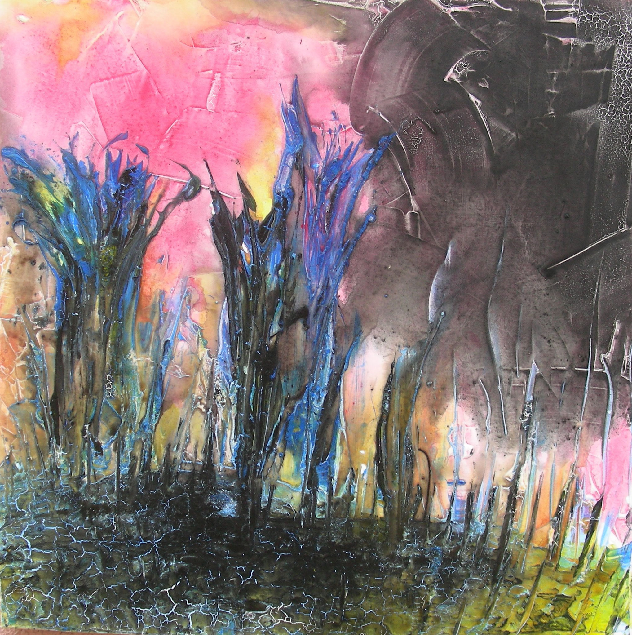 "Der Tag löst ab die Nacht II" Zyklus 16  Acryl auf Leinwand 90x90x4cm