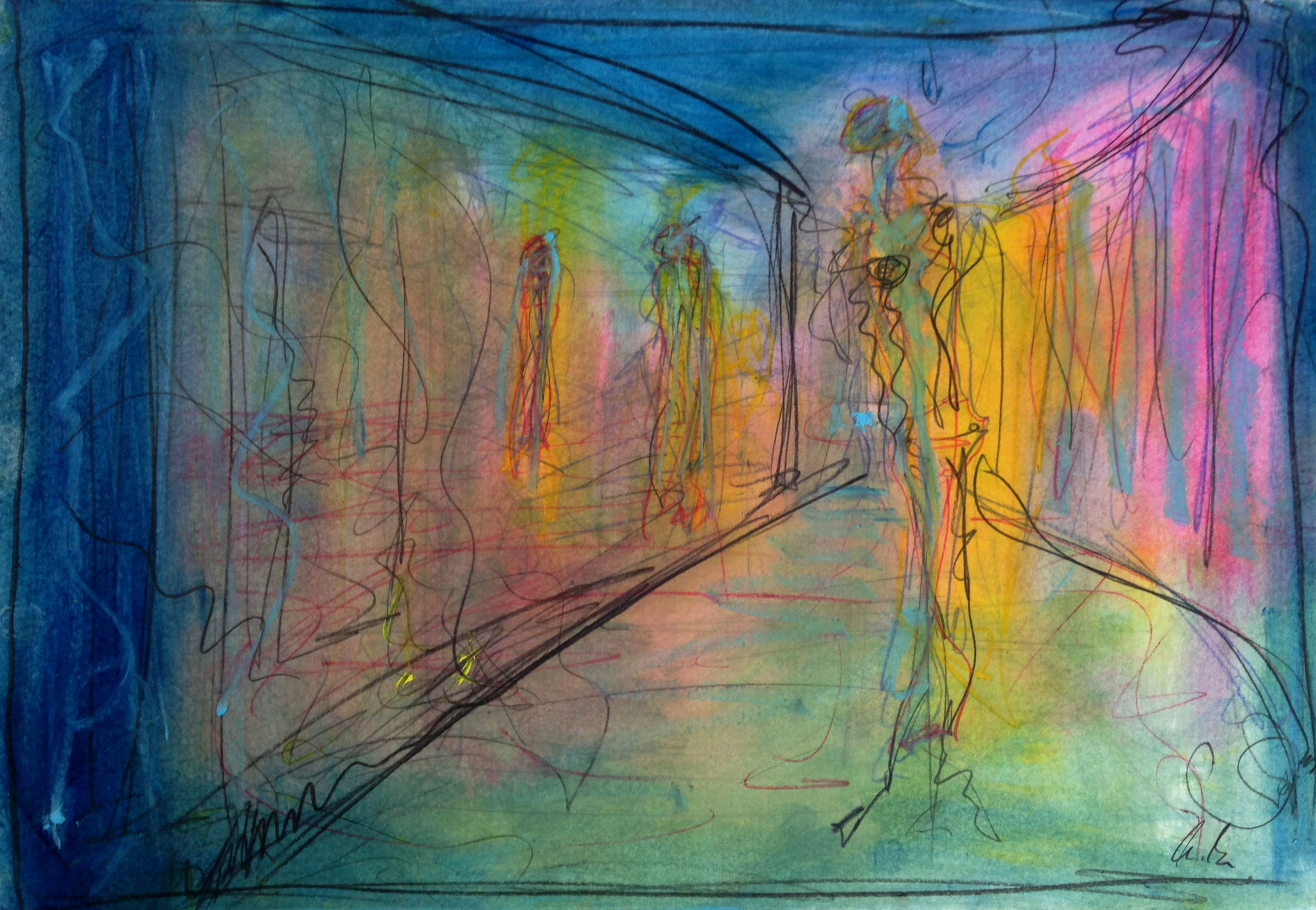 waiting on a friend, oil on paper,  21,0 cm x 29,7 cm