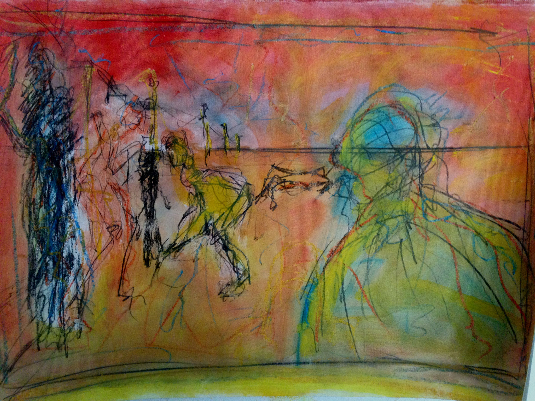 in a hurry, oil on paper, 29,7 cm x42 cm