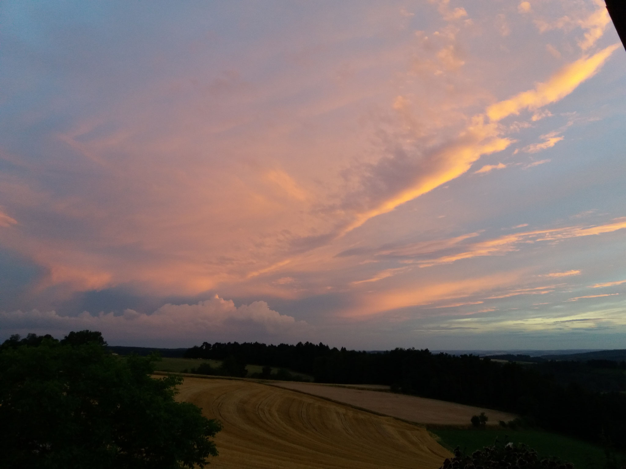 Blick auf Reiting (Abendhimmel im Juli 2017)