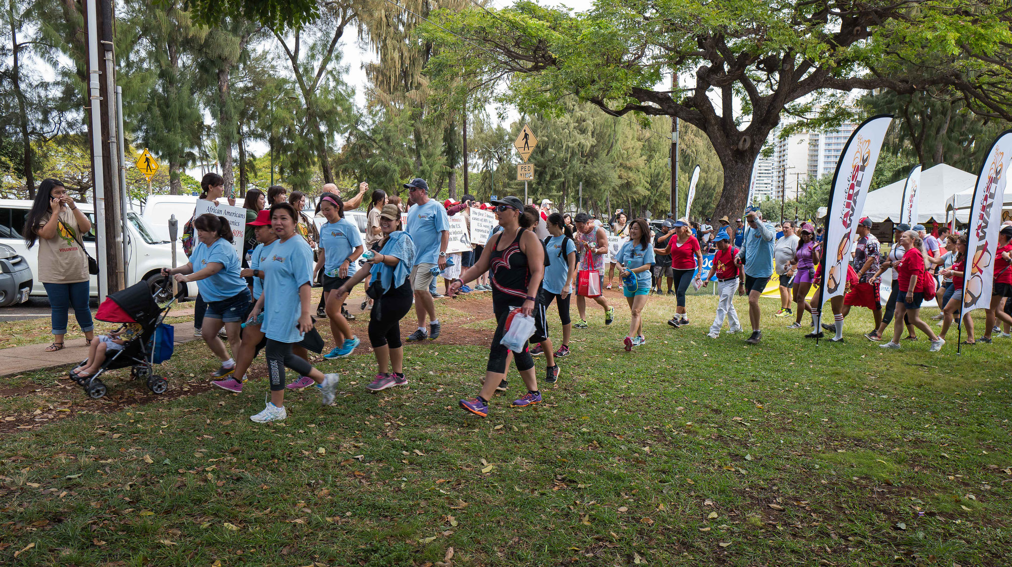 The 5 km walk starts