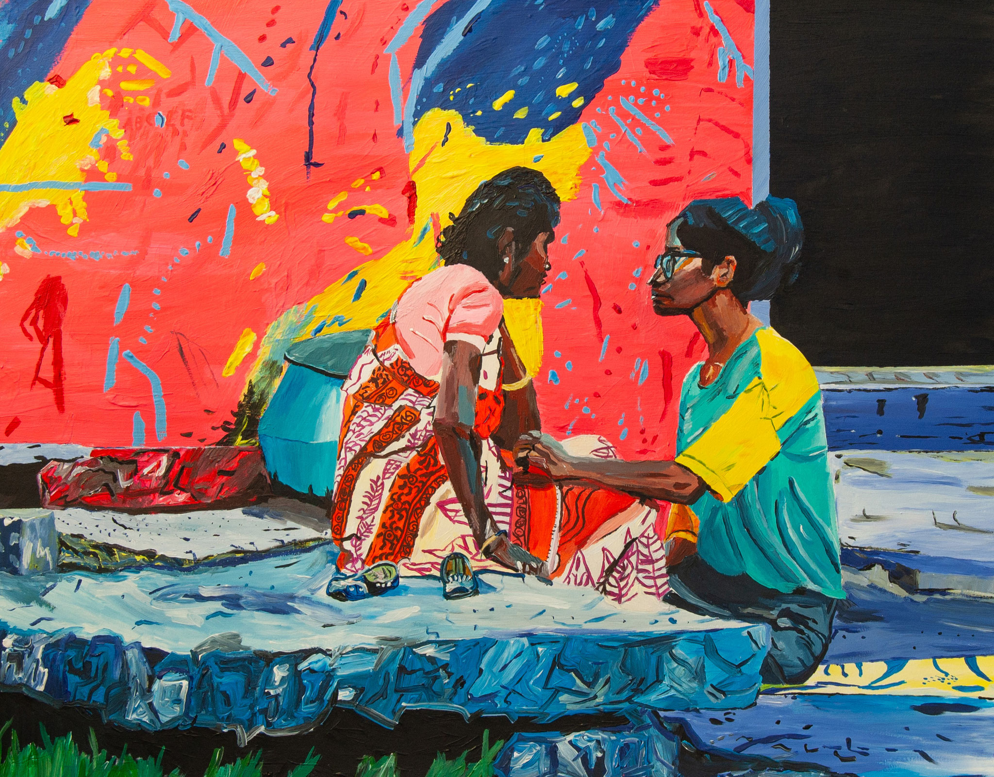 mother and daughter, Acryl on paper, 70cm*50cm, 2020