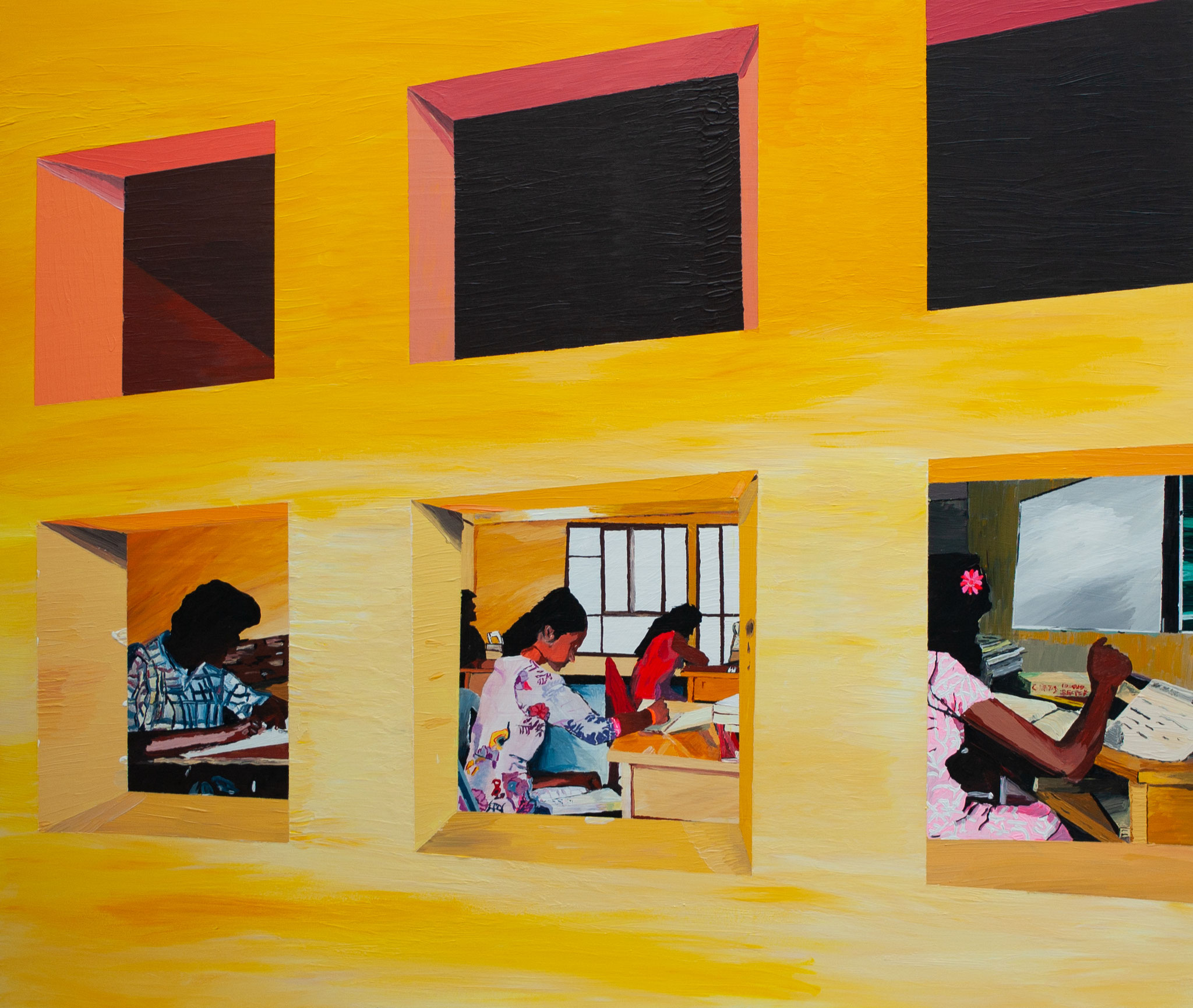 classroom, Acryl on wood, 100cm*85cm, 2020